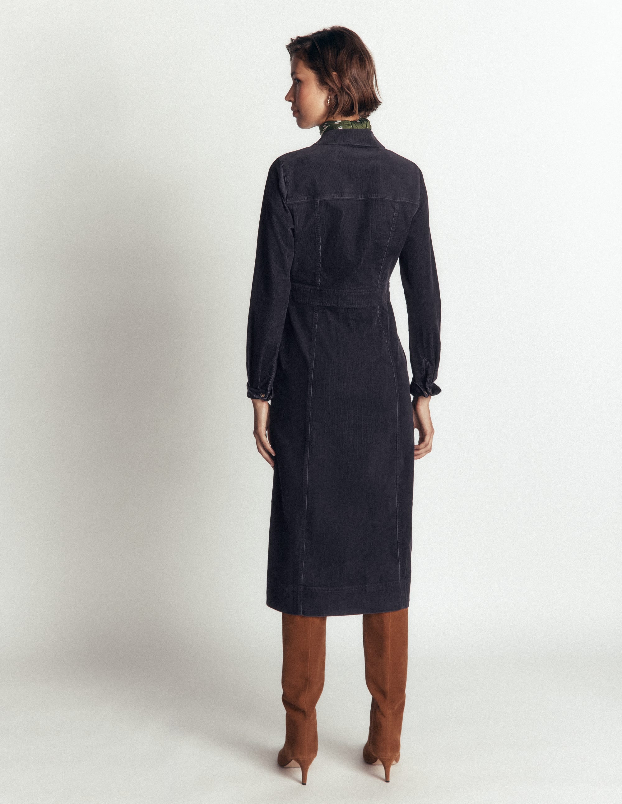 Fleur Cord Midi Dress-Navy - Image 3