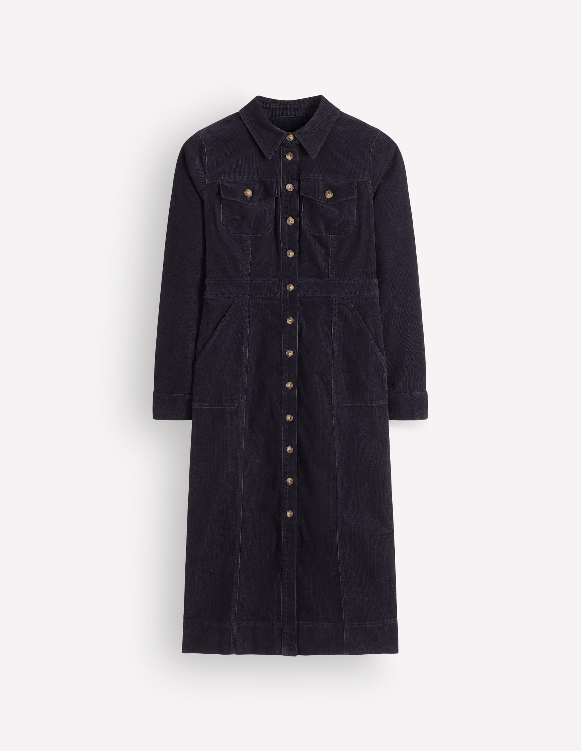 Fleur Cord Midi Dress-Navy-5