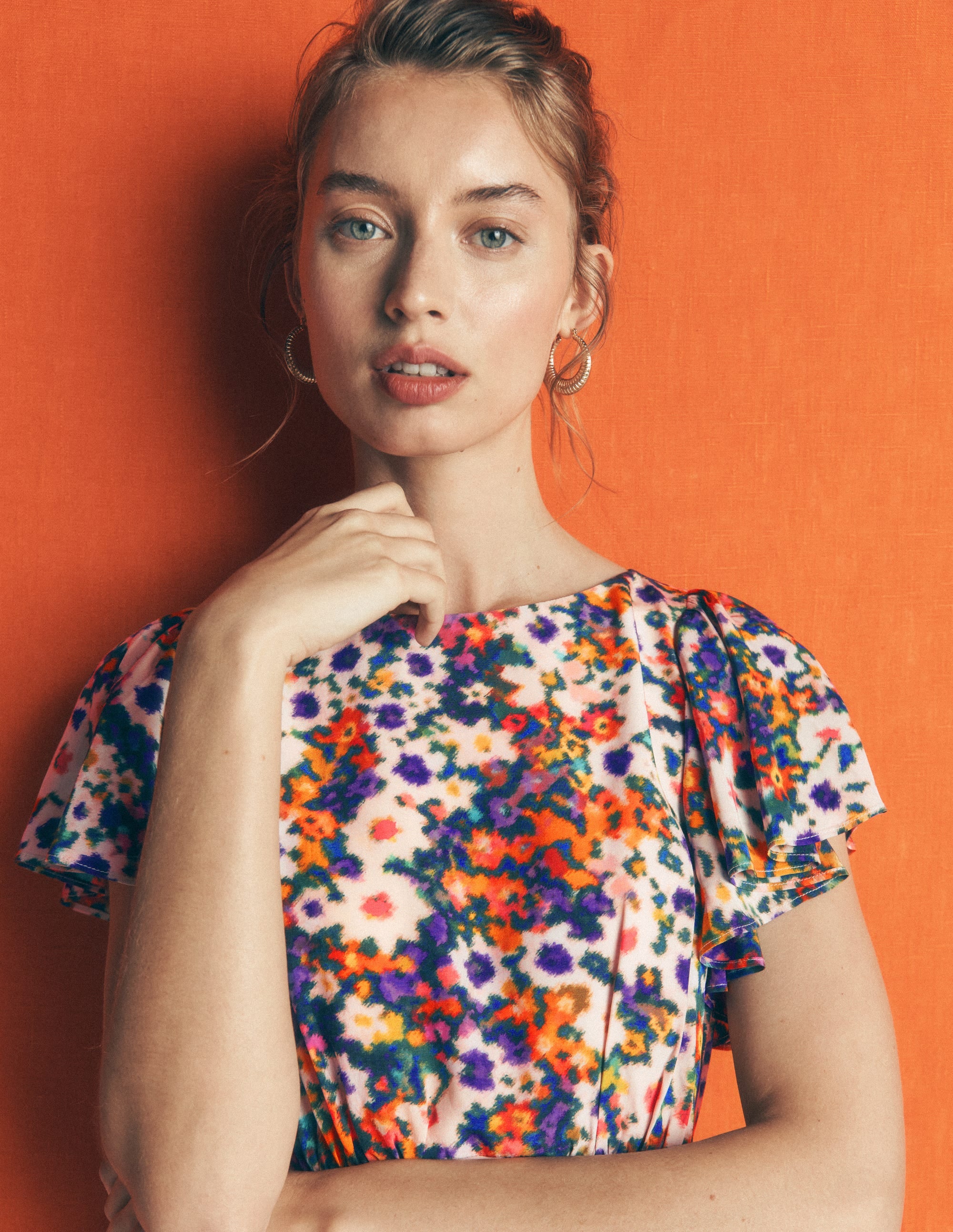 Draped Sleeve Occasion Dress-Multi, Flora Fusion - Image 3