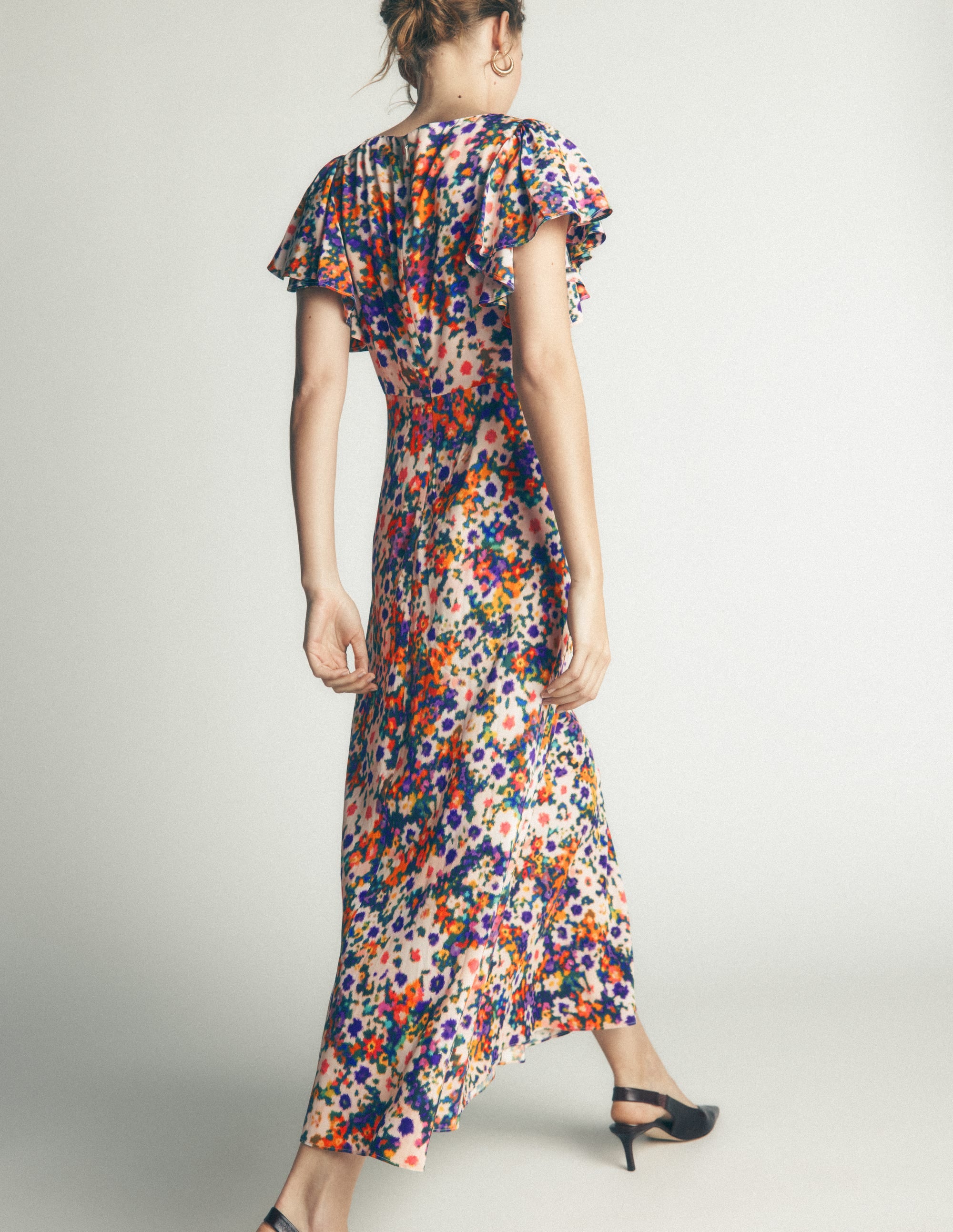 Draped Sleeve Occasion Dress-Multi, Flora Fusion - Image 4