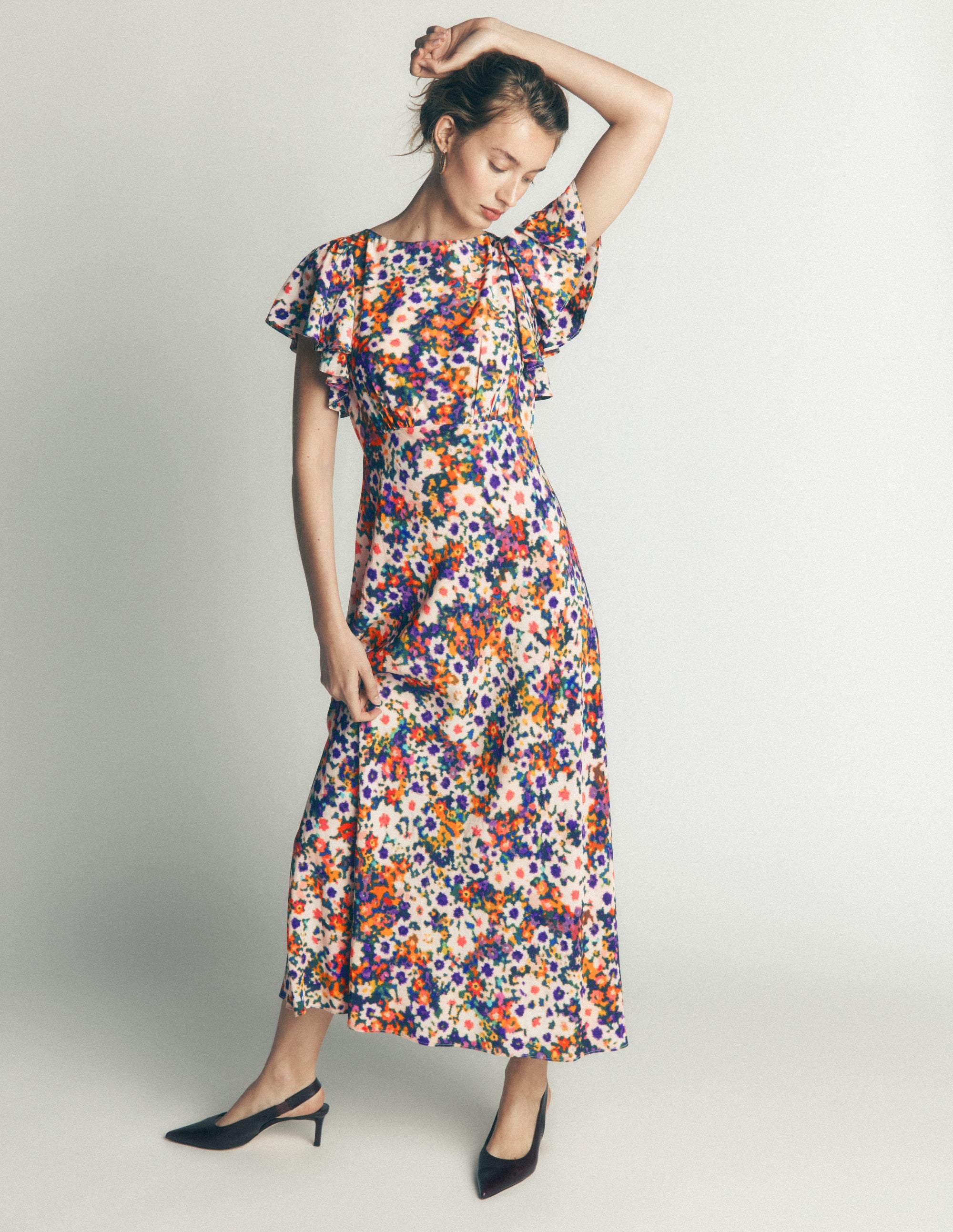 Draped Sleeve Occasion Dress-Multi, Flora Fusion - Image 5