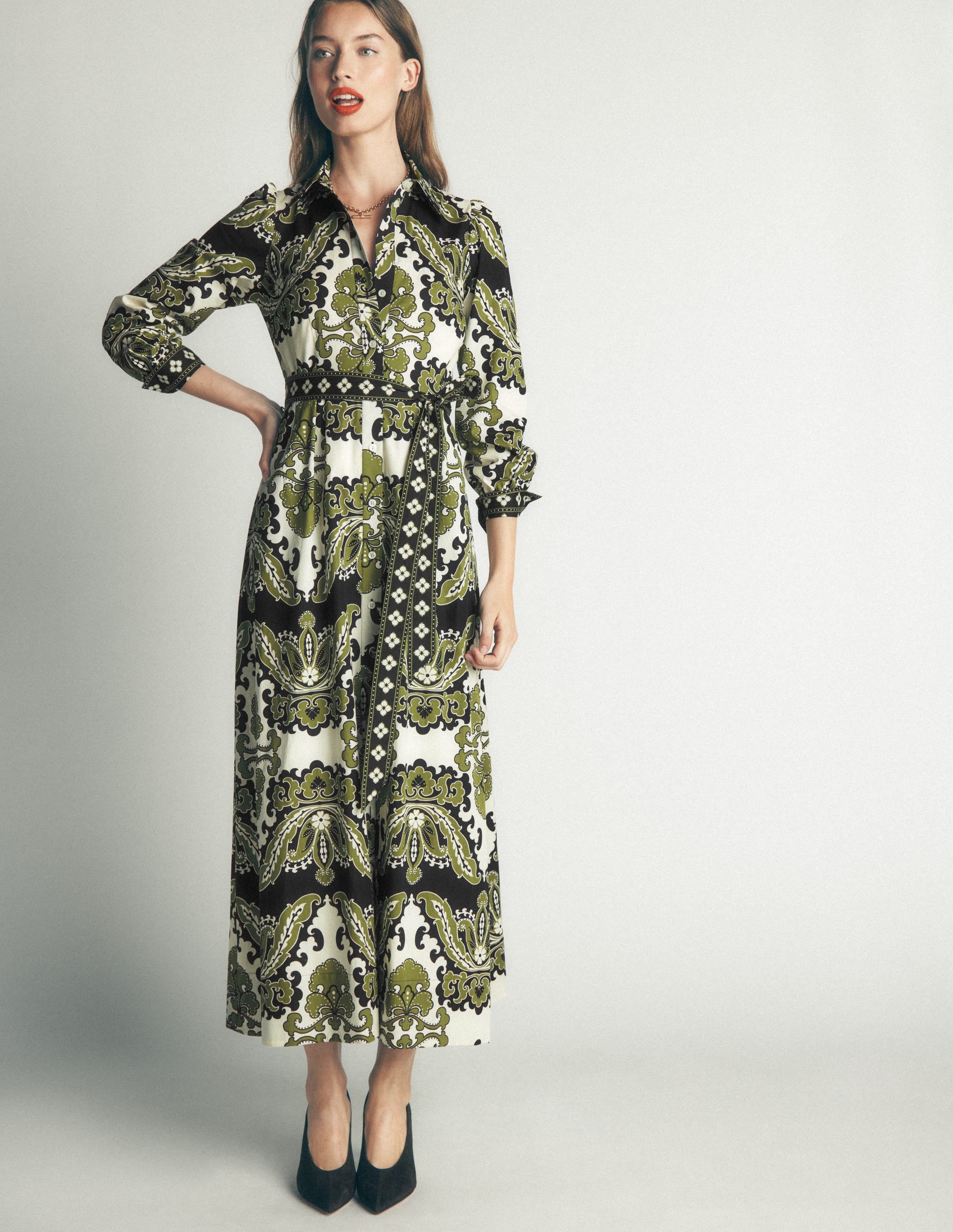 Maeve Cotton Midi Shirt Dress-Multi, Blossoming Gardenia - Image 1