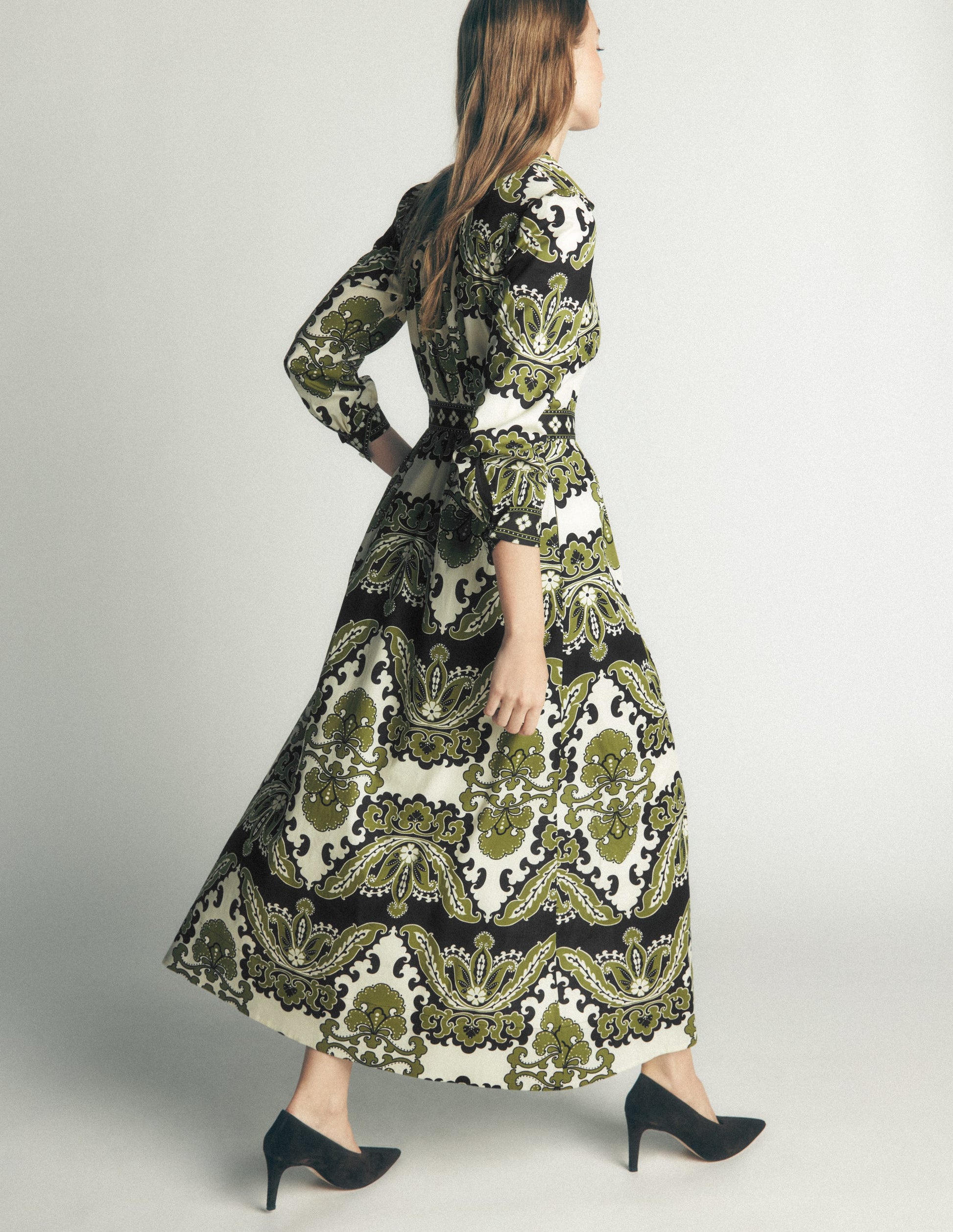 Maeve Cotton Midi Shirt Dress-Multi, Blossoming Gardenia-4