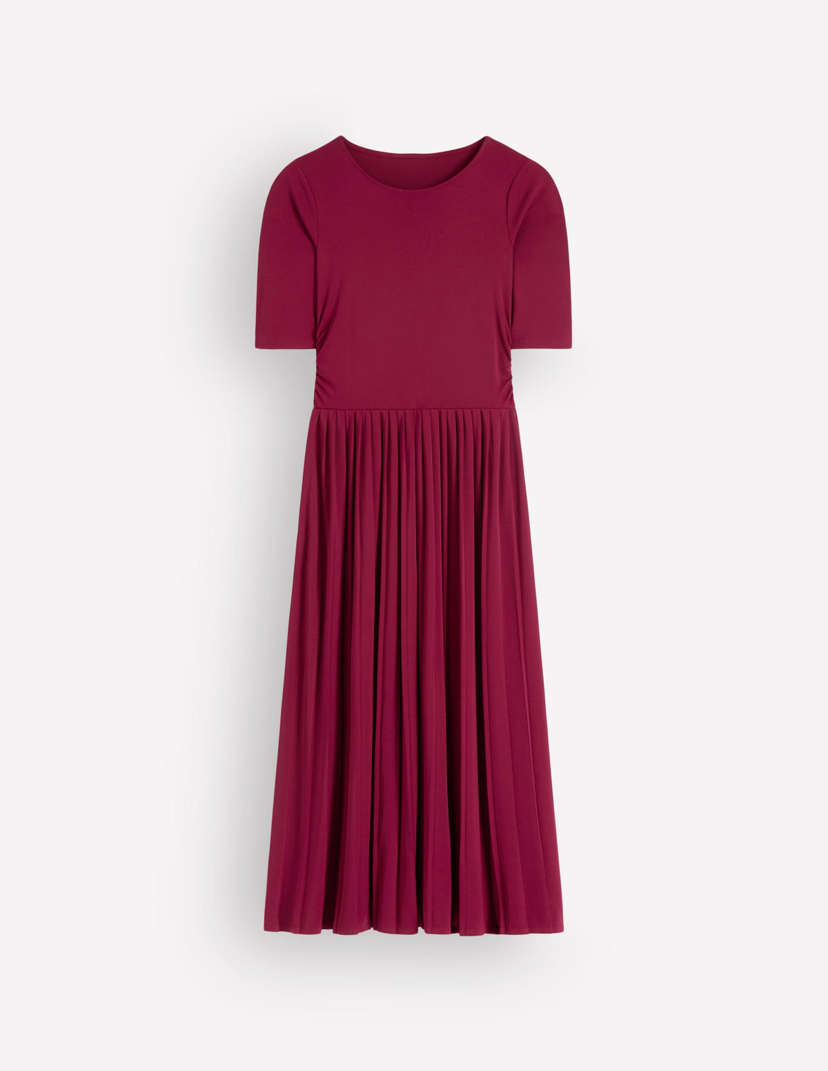 Pleated Jersey Midi Dress-Beetroot Red-6