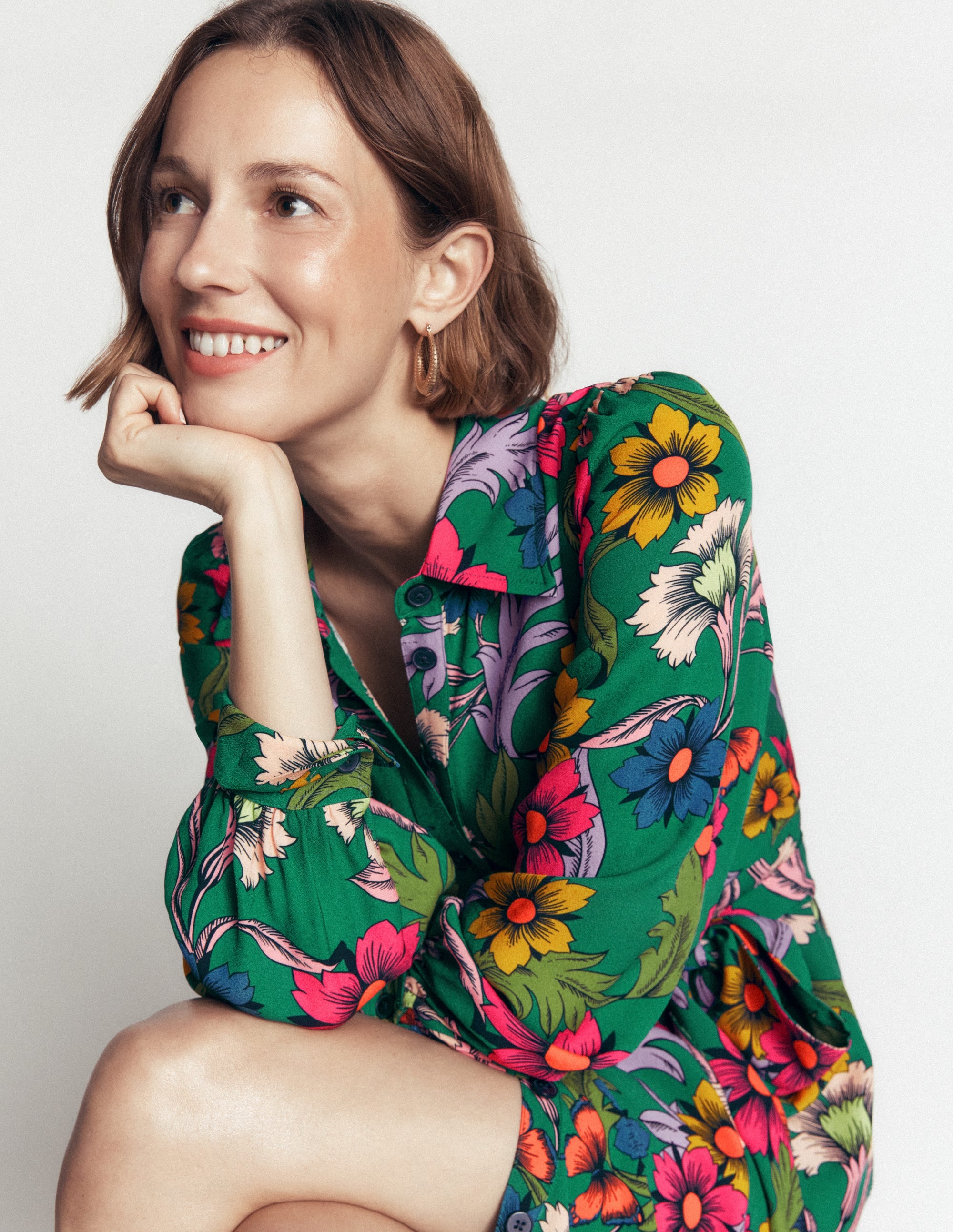 Maeve Occasion Shirt Dress-Jewel Green, Butterfly Bouquet - Image 4