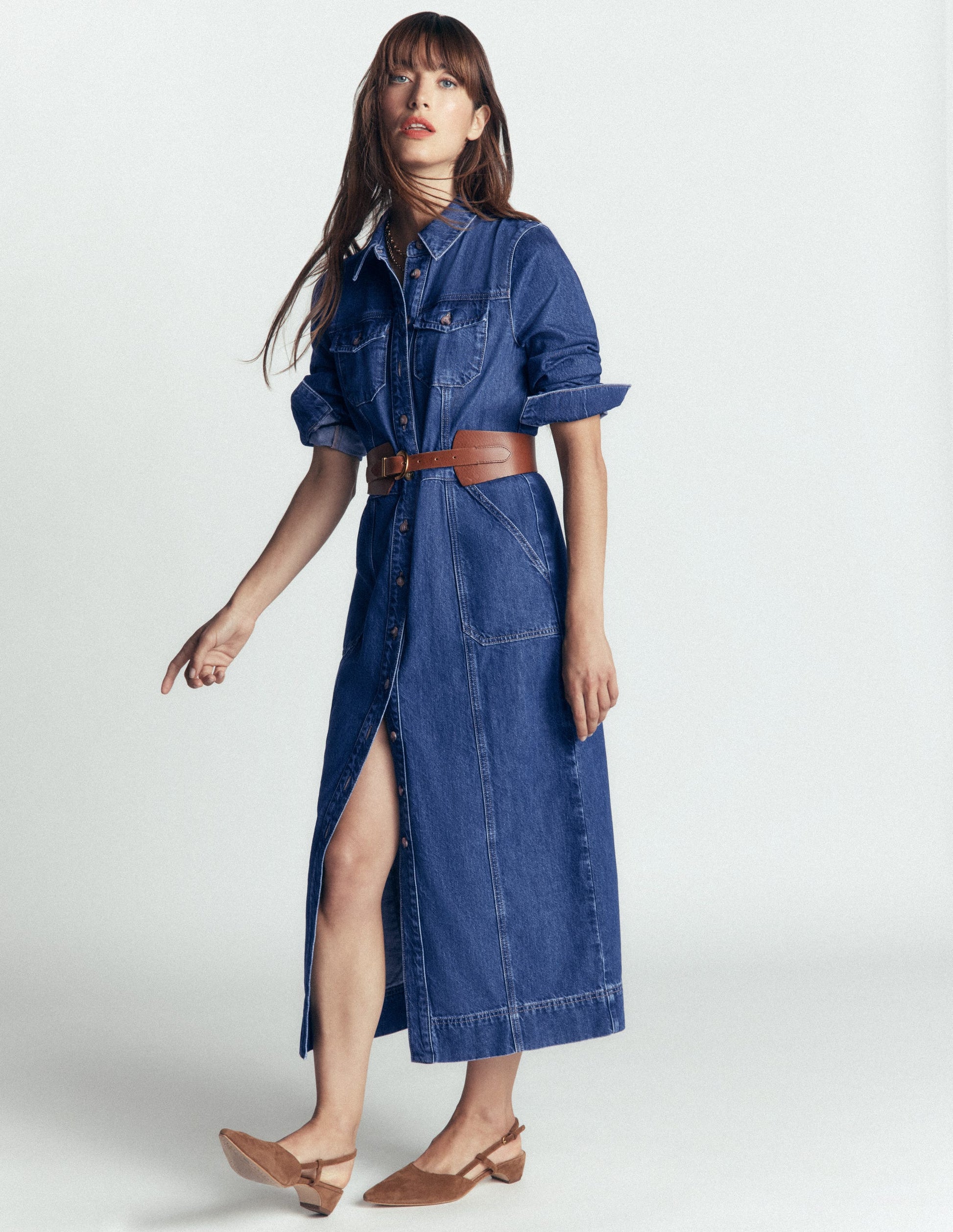 Fleur Denim Midi Dress-Mid Vintage Denim-3