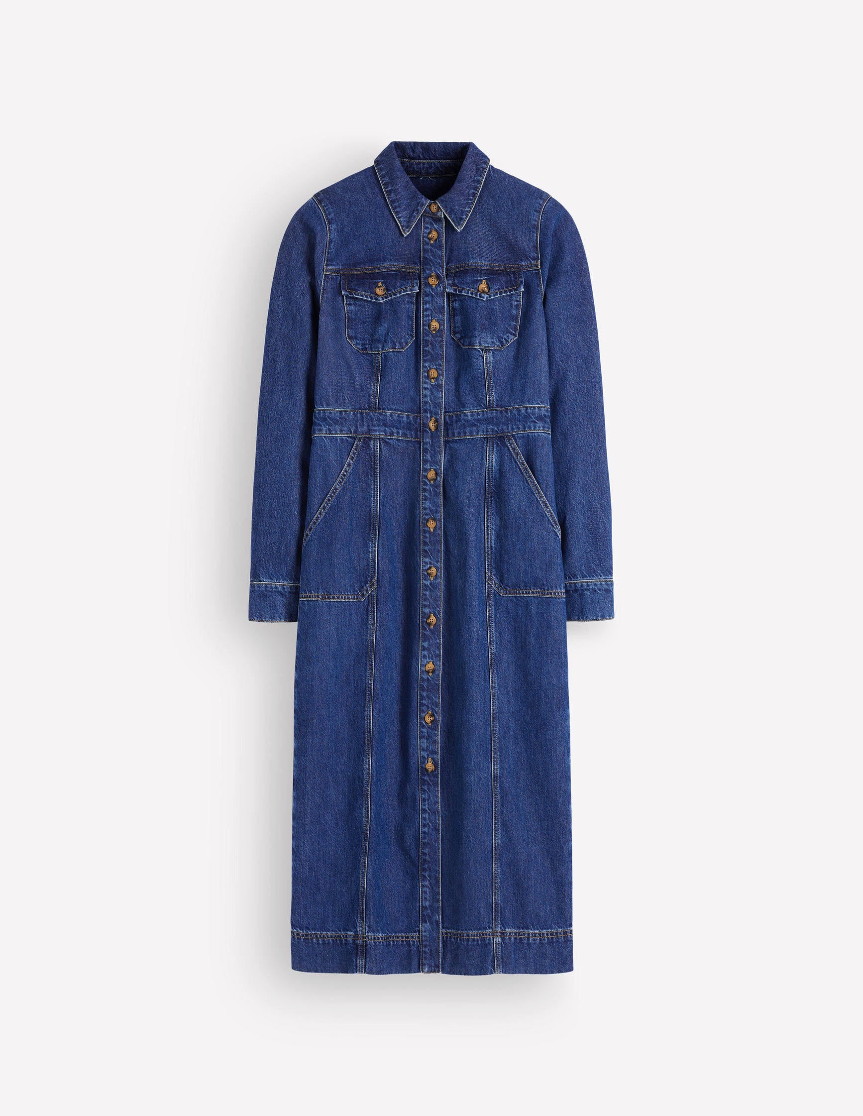 Fleur Denim Midi Dress-Mid Vintage Denim-7