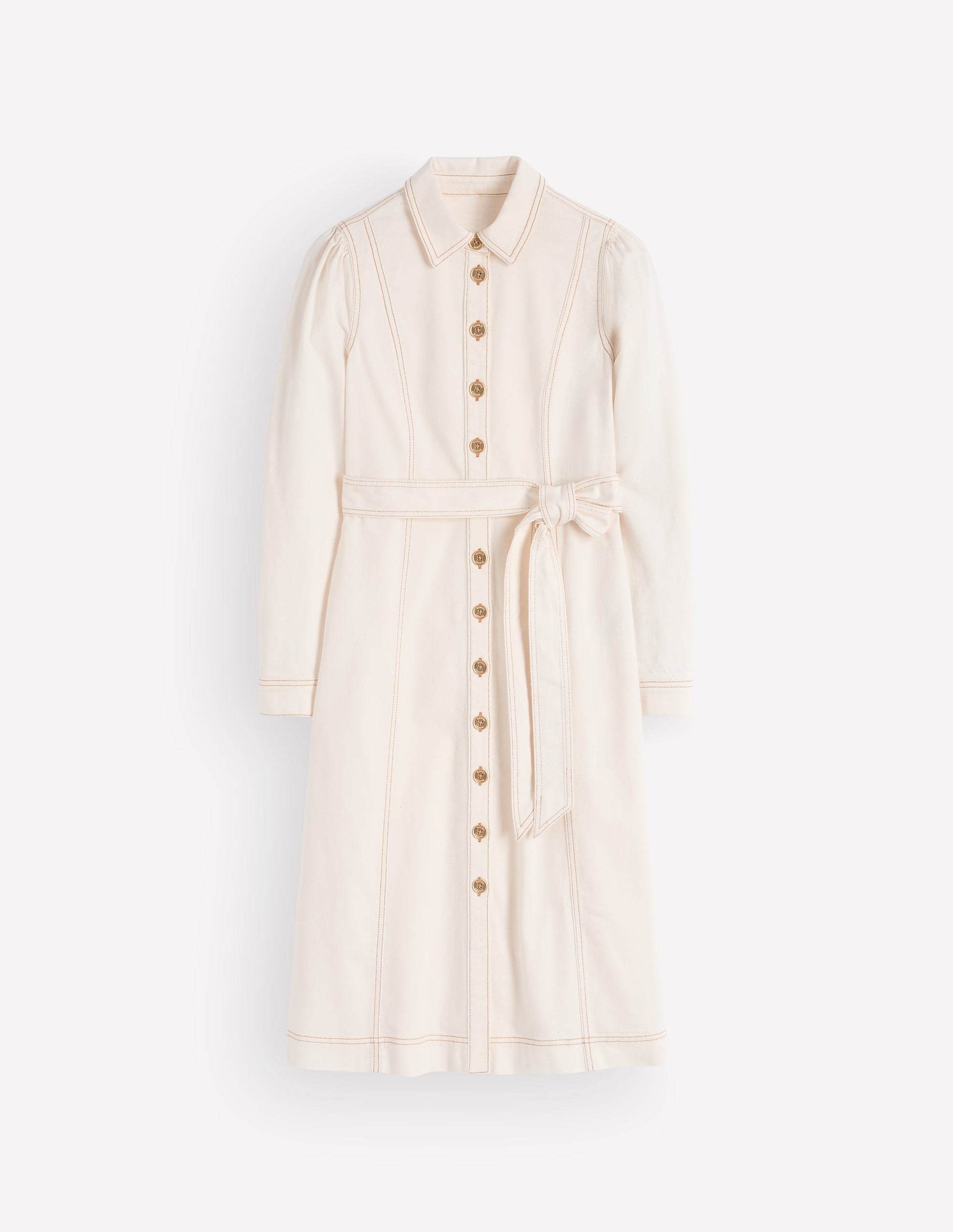 Belted Denim Midi Dress-Ecru Denim-6