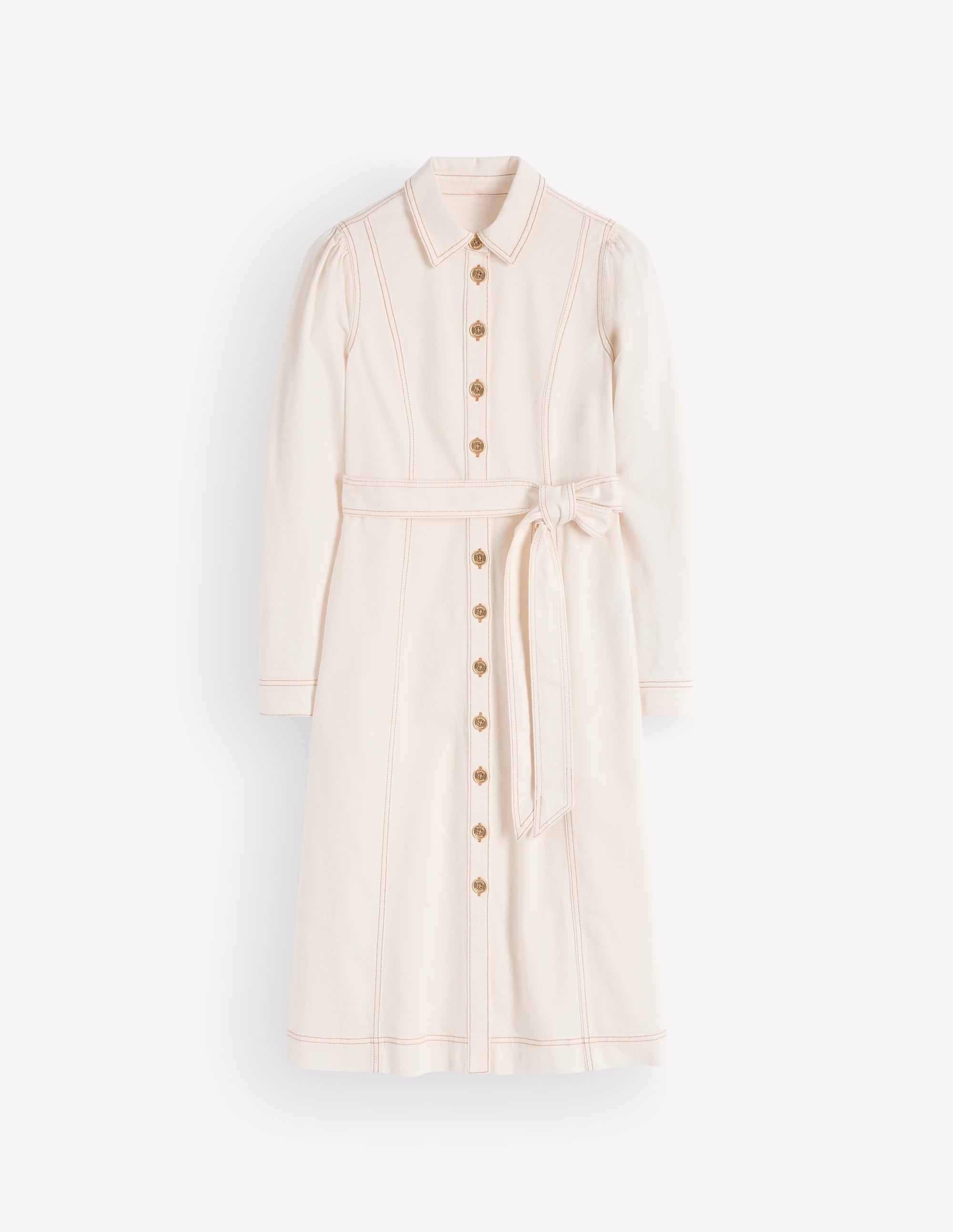 Belted Denim Midi Dress-Ecru Denim - Image 6
