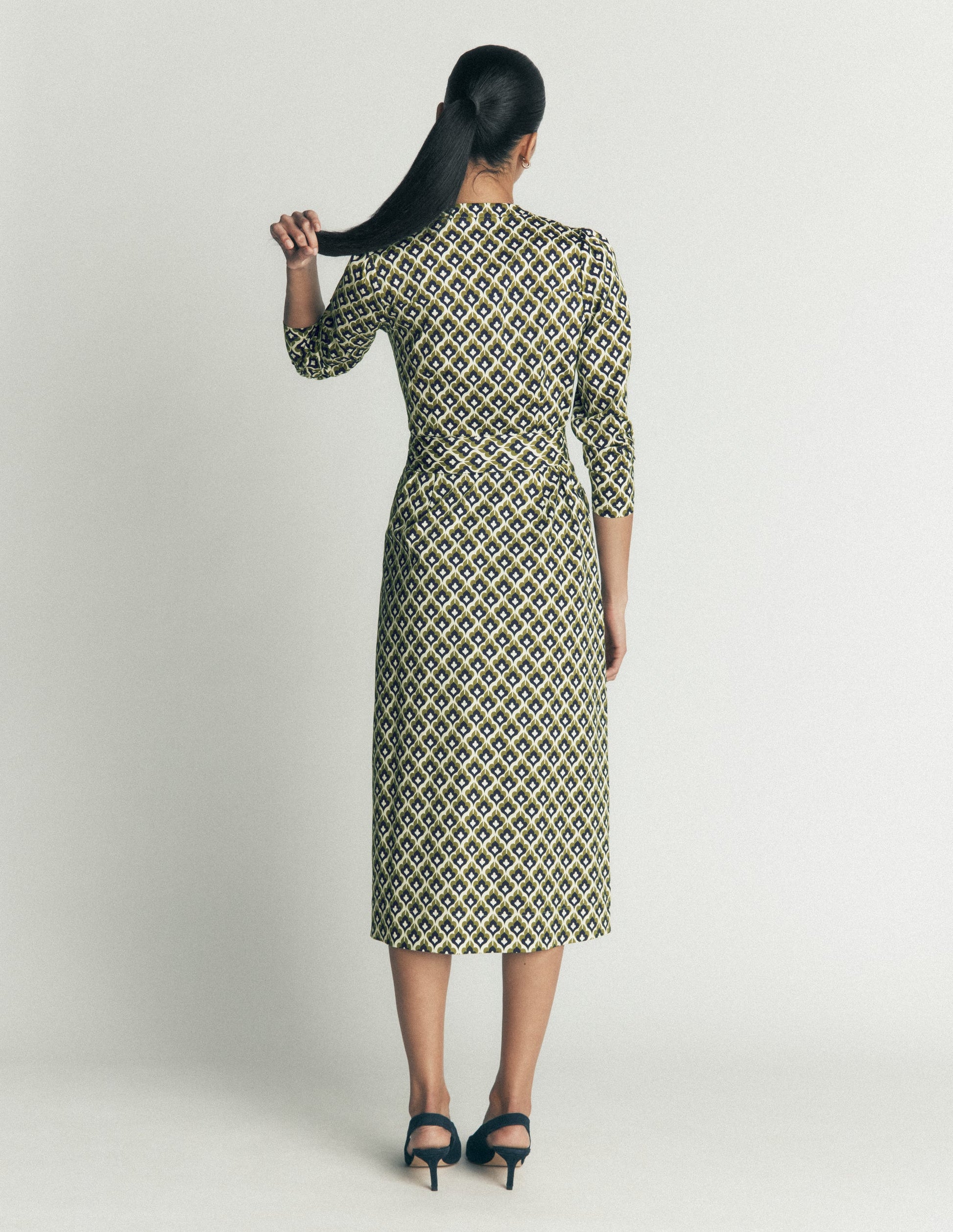 Louise Midi Shirt Dress-French Navy, Geo Party-3