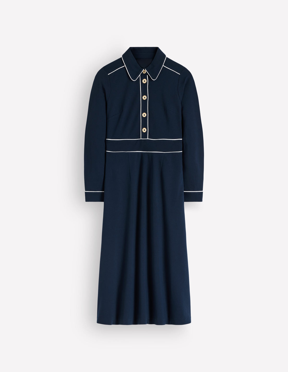 Etta Piping Detail Ponte Dress-Navy, Ivory - Image 4