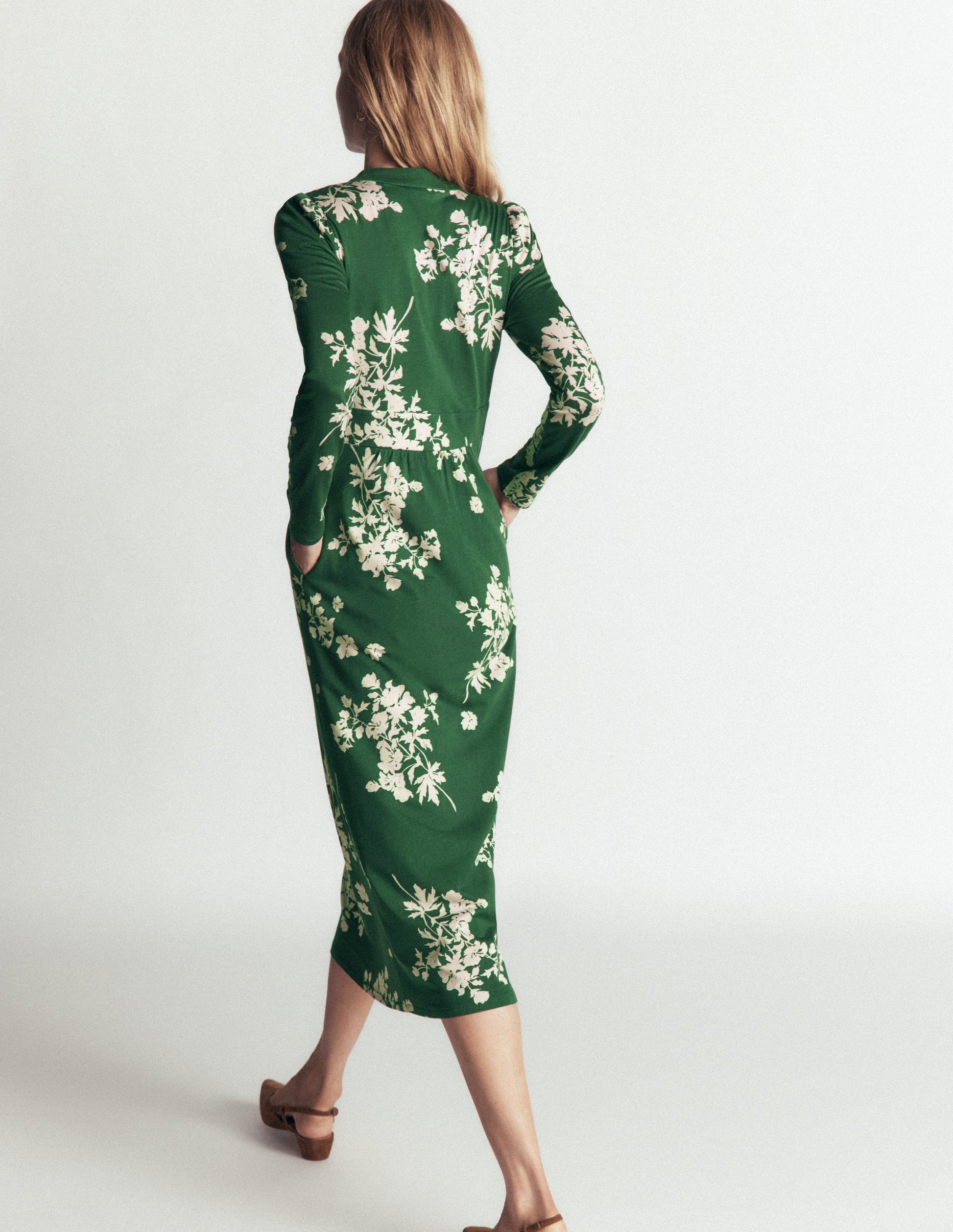 Hope Zip Detail Jersey Dress - Hunter Green, Flecked Bunch