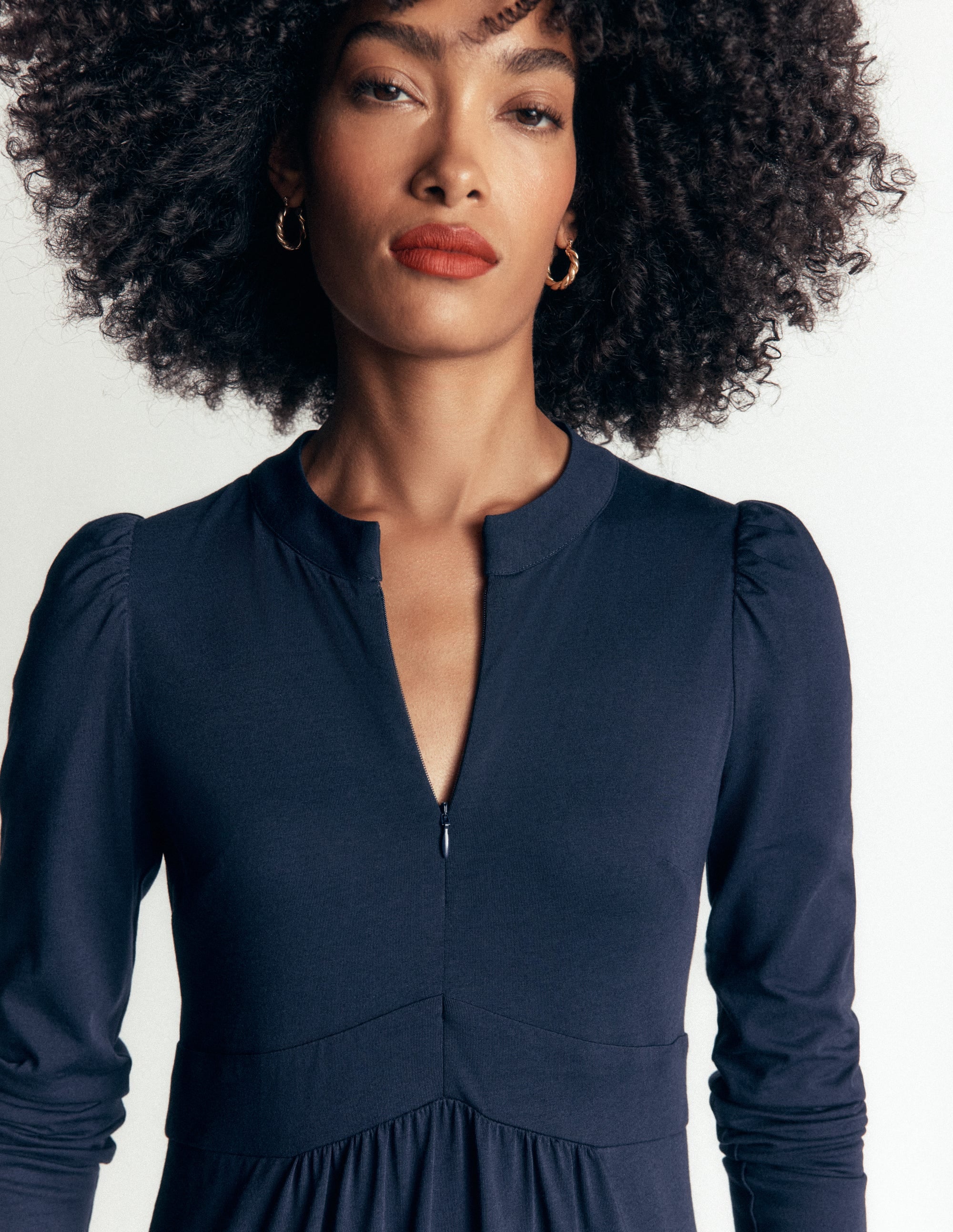 Hope Zip Detail Jersey Dress - Navy | Boden USA