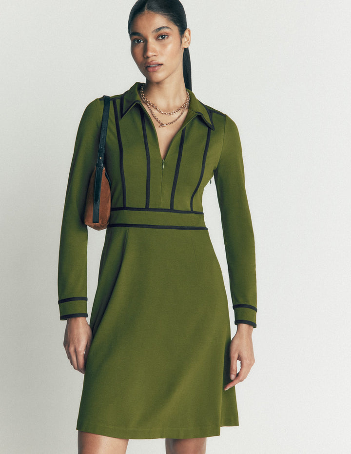 Ula Ponte Short Dress-Brunswick Green, Navy