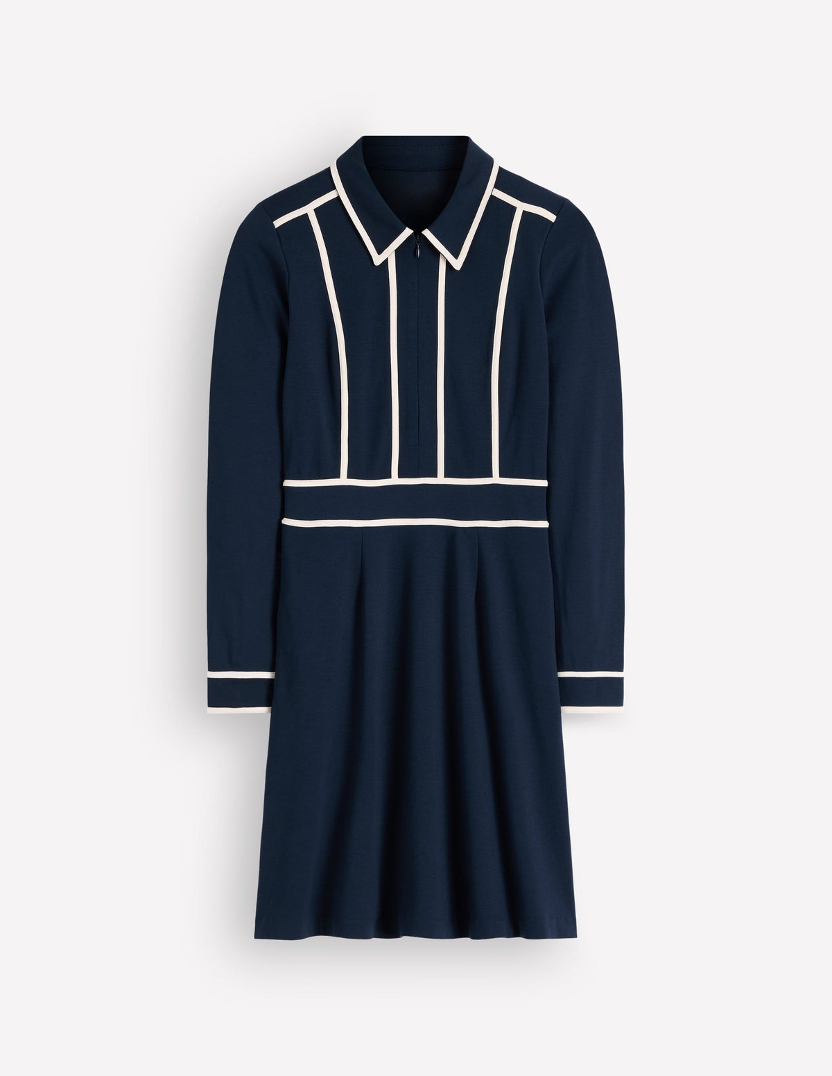 Ula Ponte Short Dress-Navy, Ivory-5