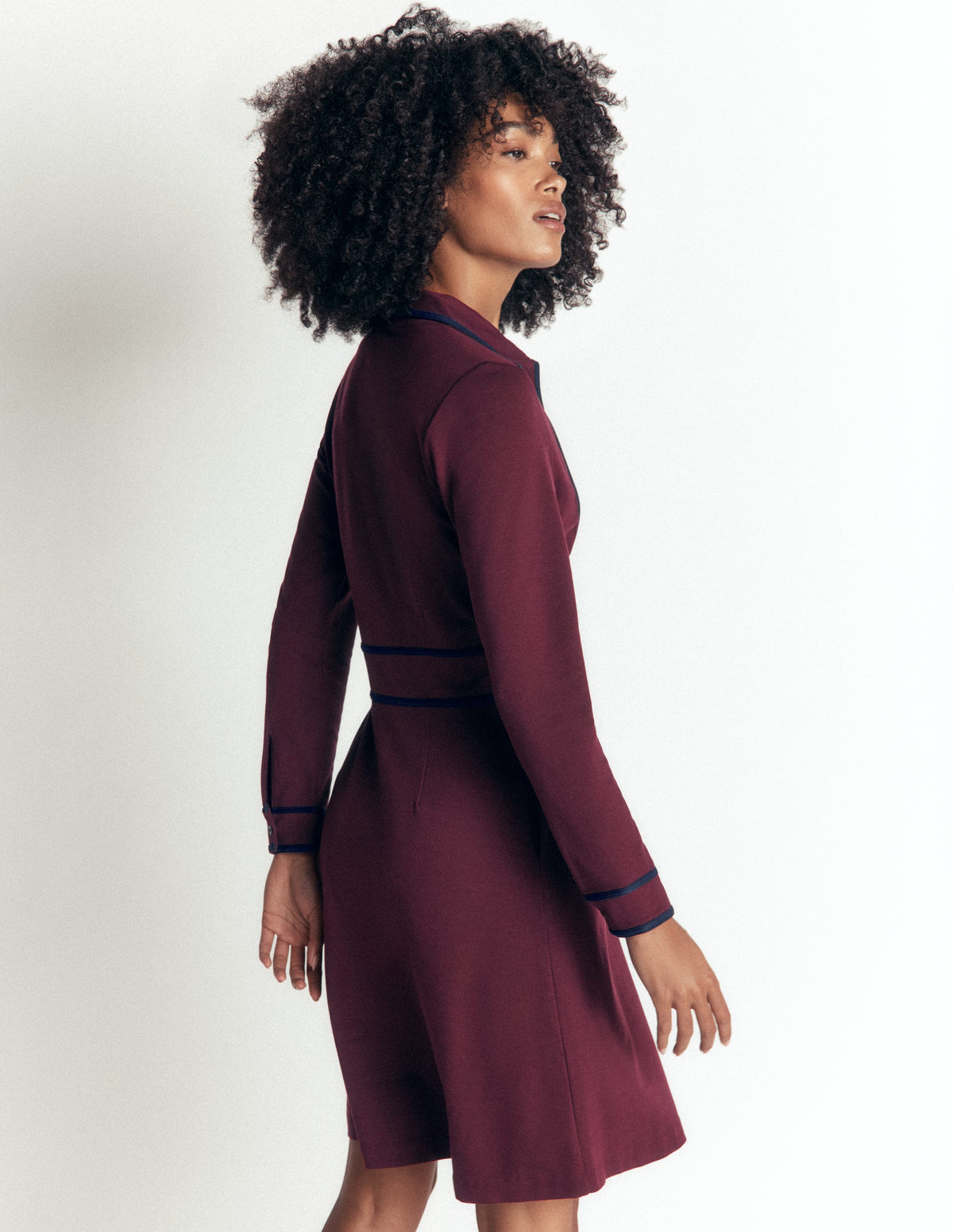 Ula Ponte Short Dress-Dark Cherry, Navy-2