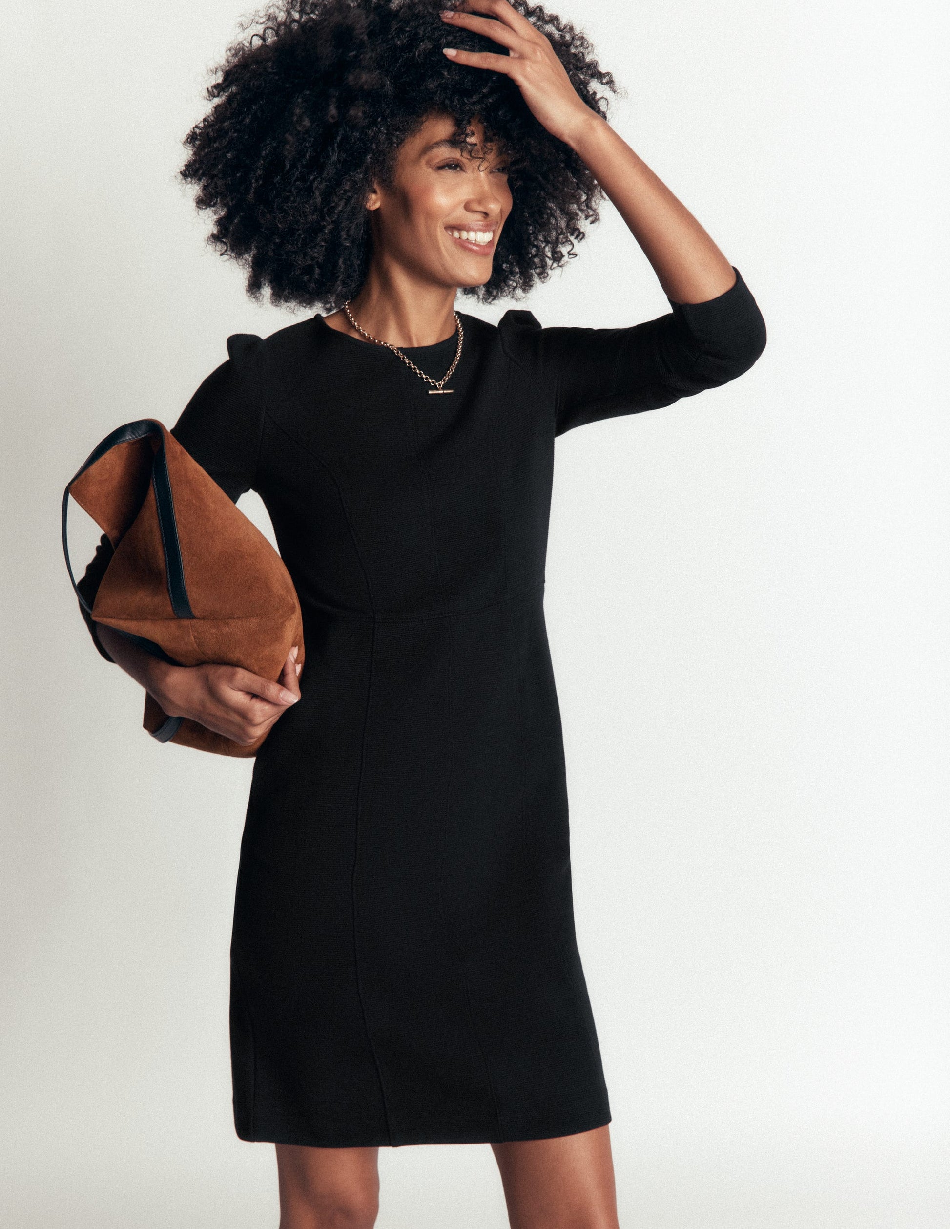 Boden Women's Marla Seamed Ottoman Dress in Black