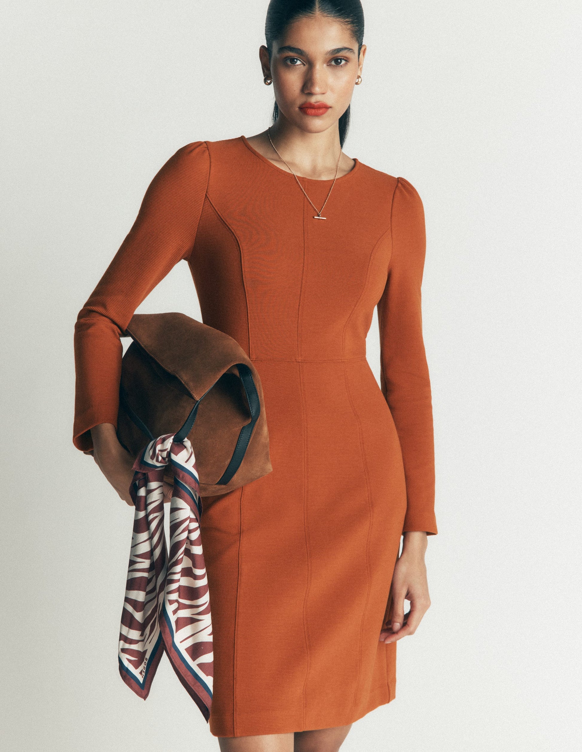 Boden Women's Marla Seamed Ottoman Dress in Brown