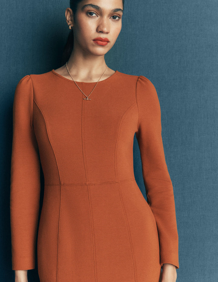 Marla Seamed Ottoman Dress-Gingerbread