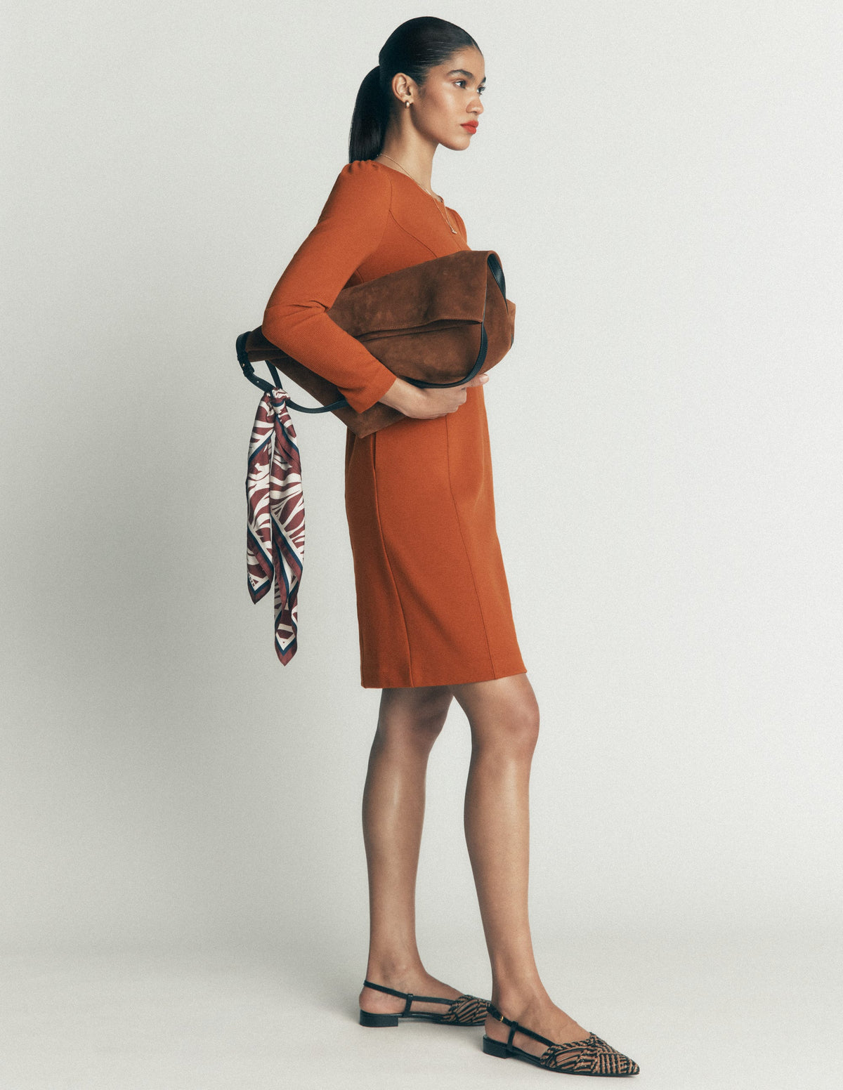 Marla Seamed Ottoman Dress-Gingerbread-3