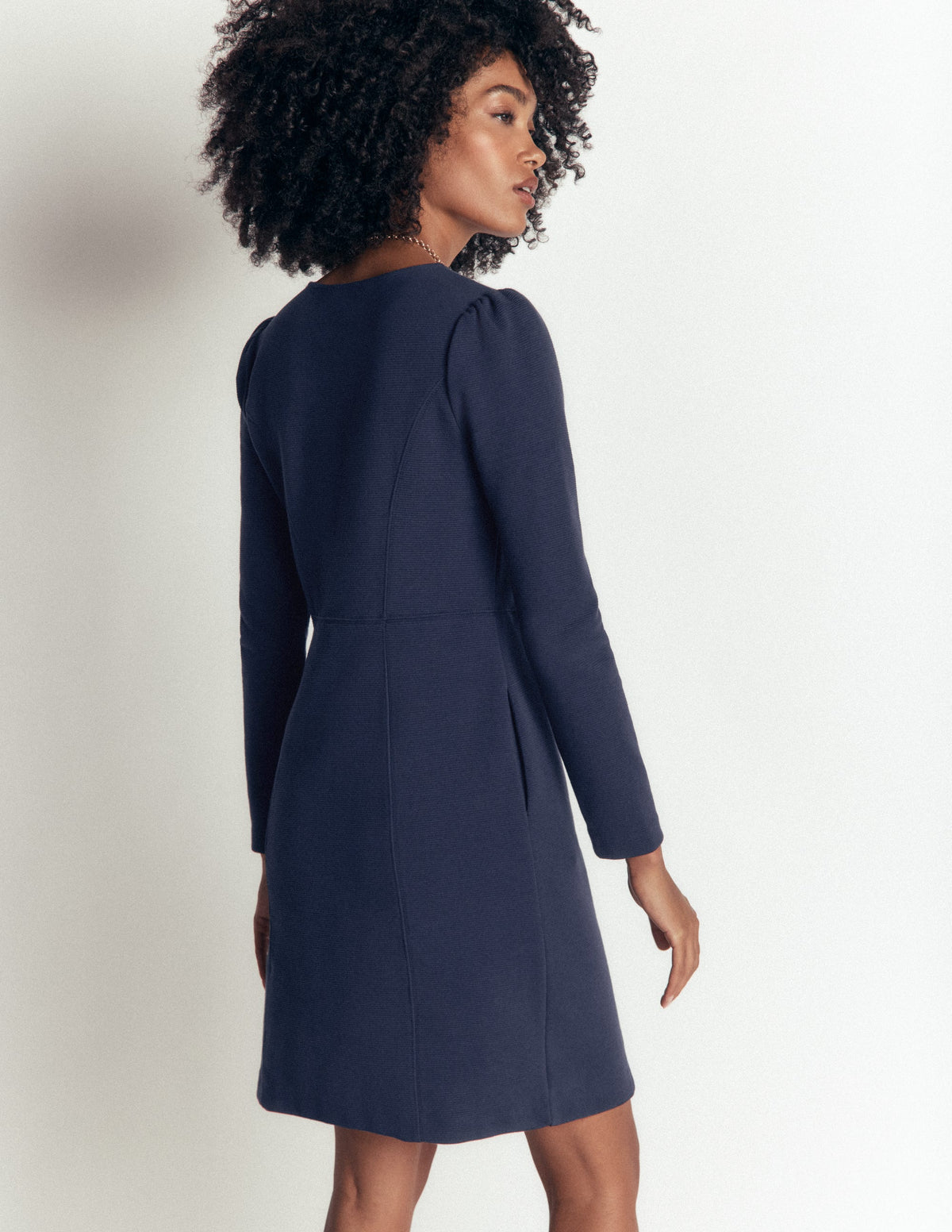 Marla Seamed Ottoman Dress-Navy - Image 2