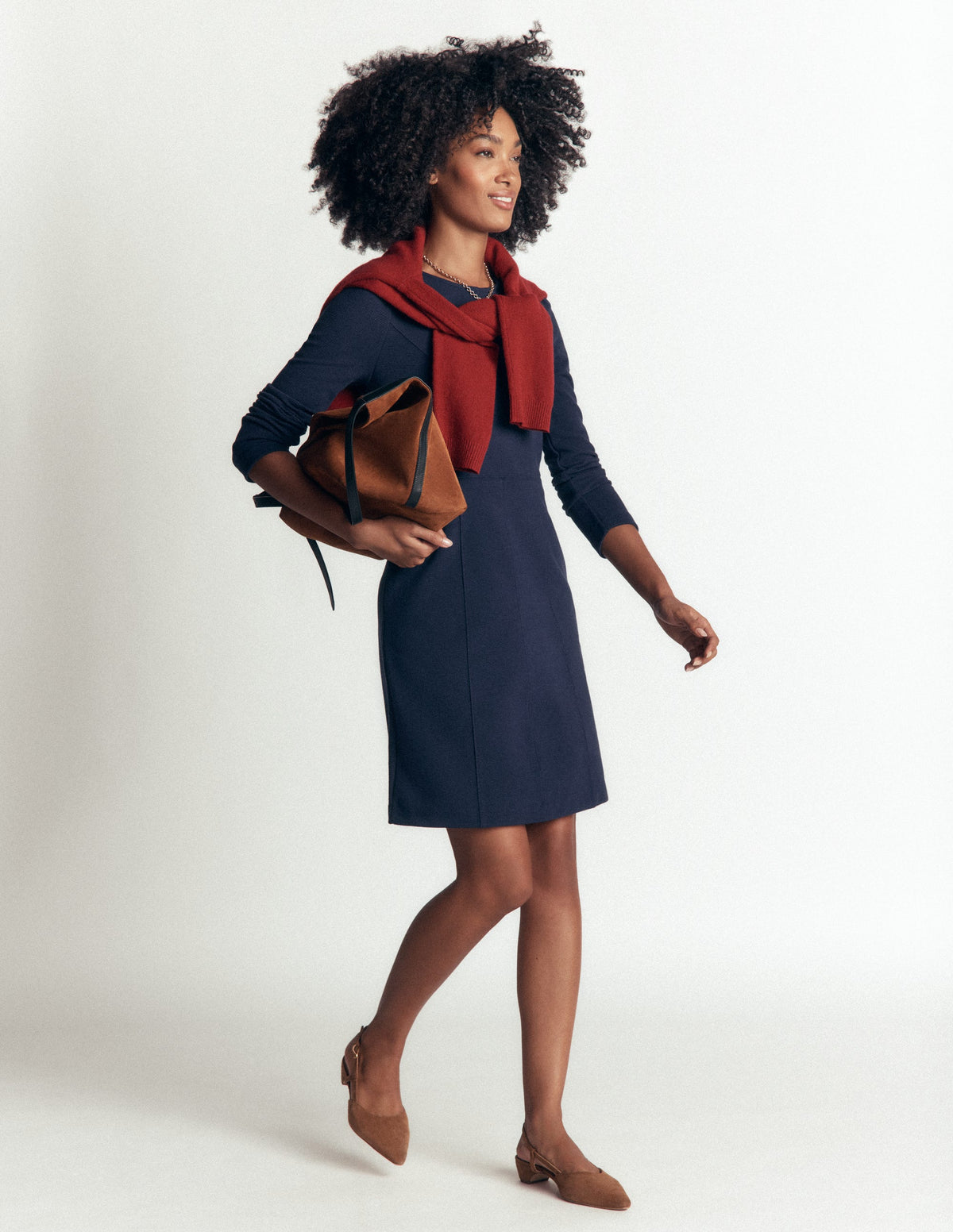 Marla Seamed Ottoman Dress-Navy-4