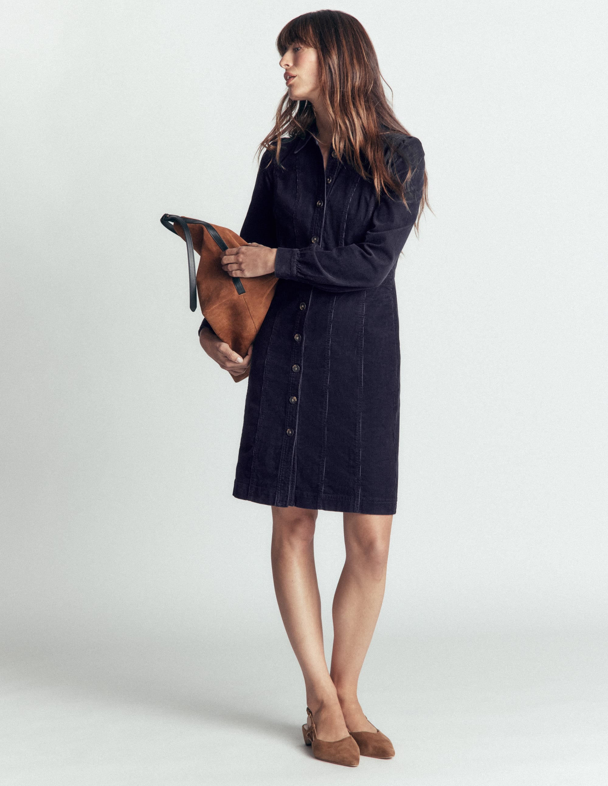 Rhoda Cord Short Dress-Navy - Image 5