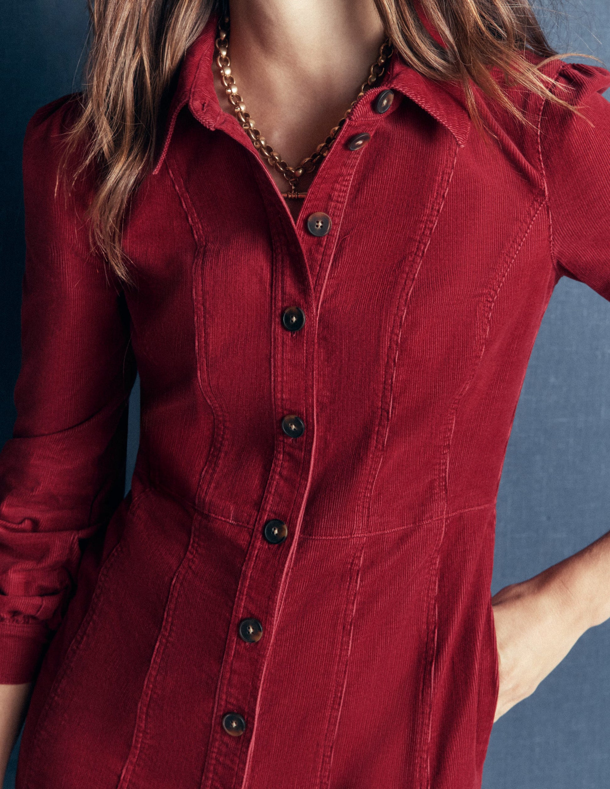 Rhoda Cord Short Dress-Red Earth-2