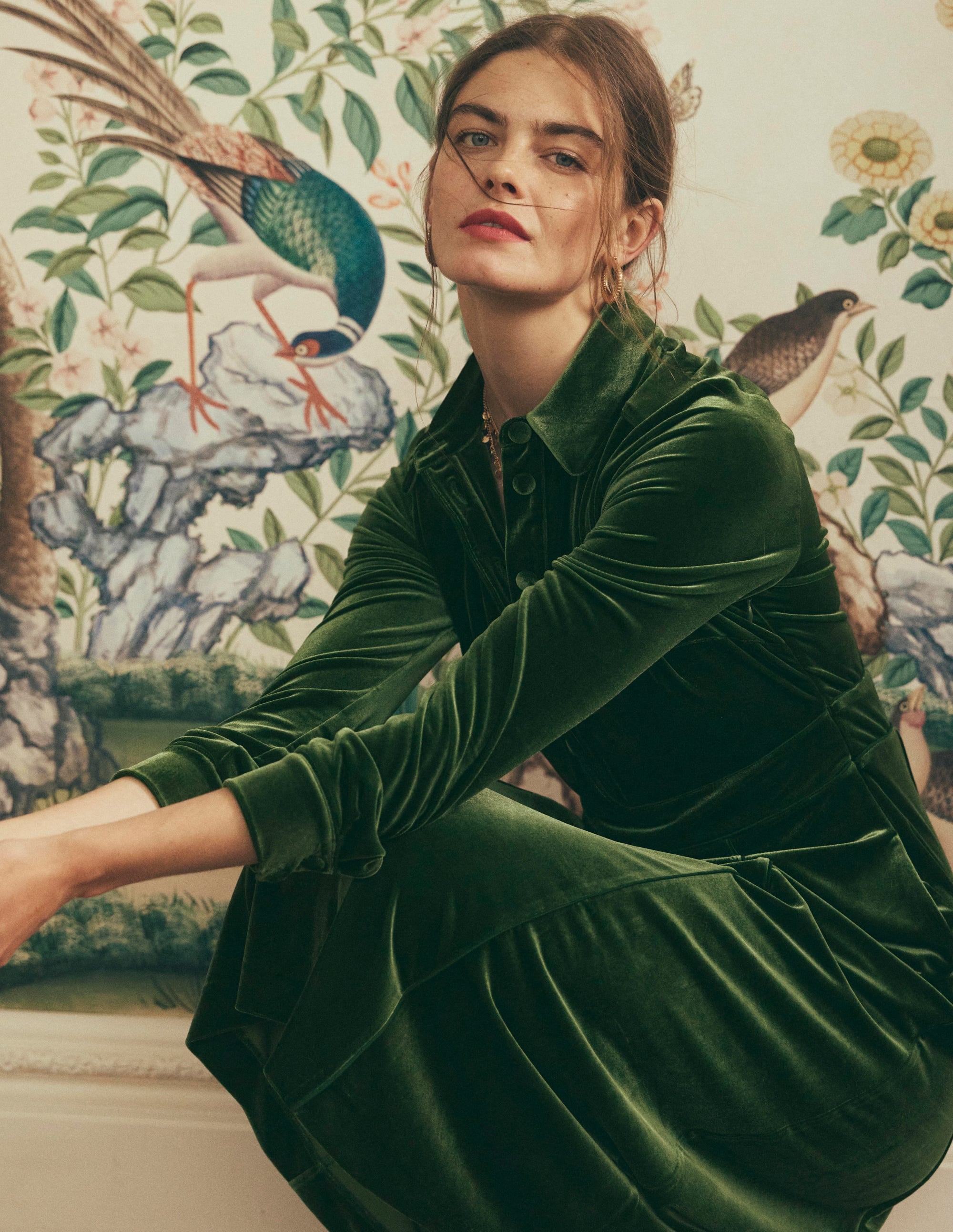 Etta Piping Velvet Dress-Douglas Fir - Image 7