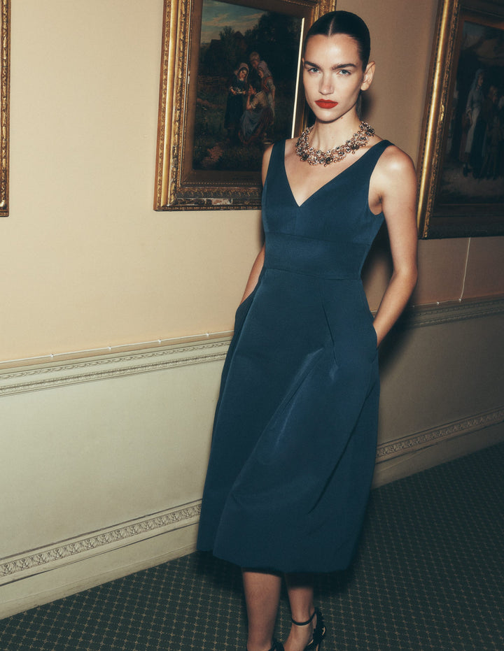 Occasion Fit & Flare Dress-Teal Ocean