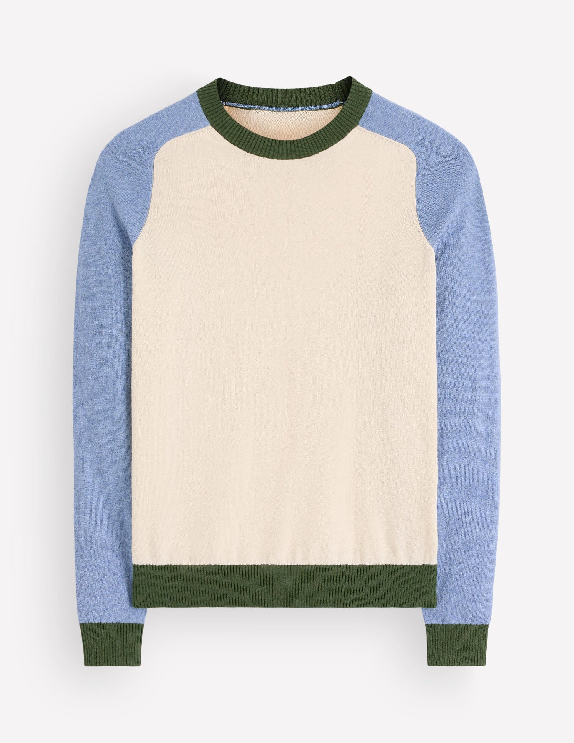 Meg Raglan Sleeve Sweater-Ivory, Blue and Green-5