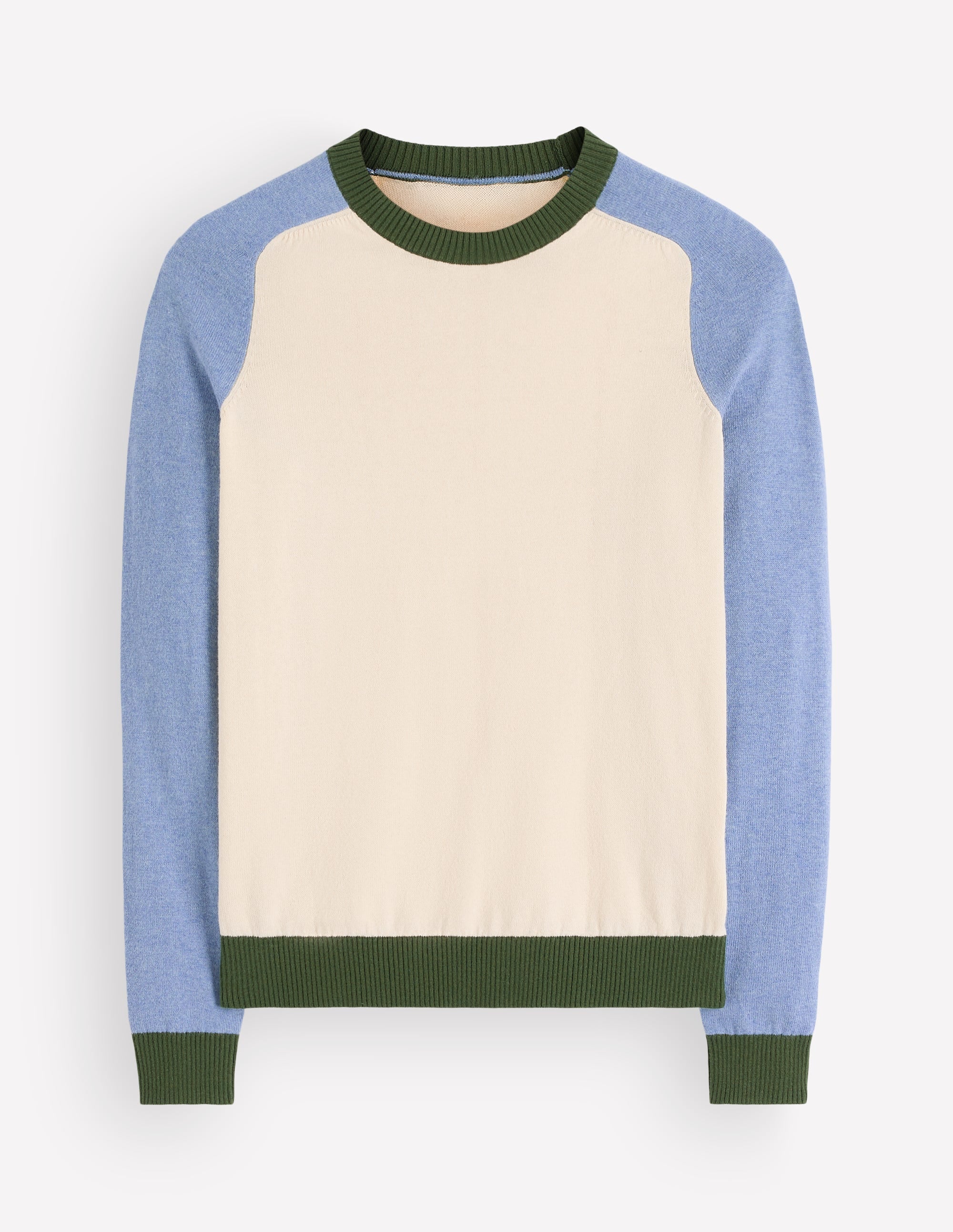 Meg Raglan Sleeve Sweater-Ivory, Blue and Green - Image 5