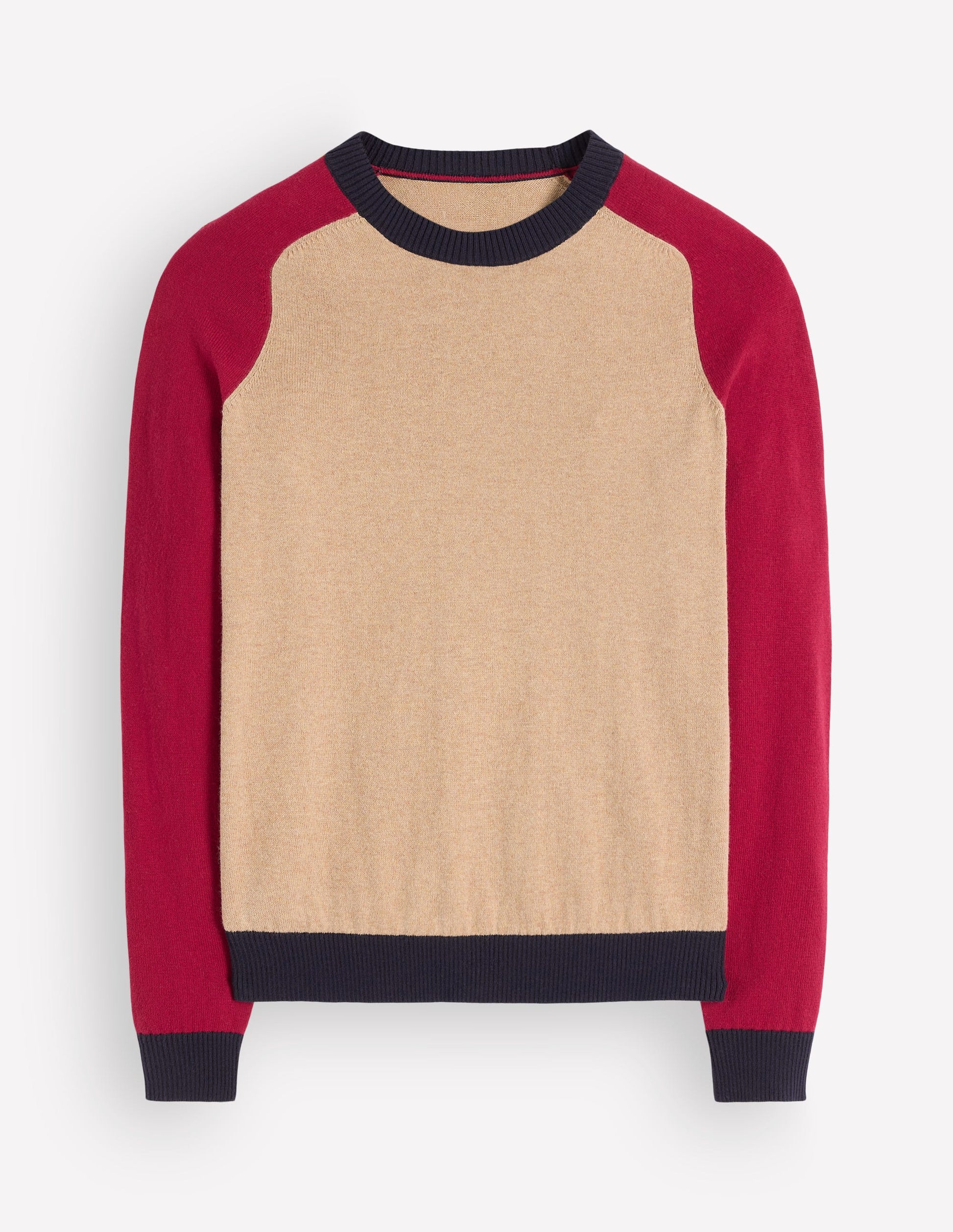 Meg Raglan Sleeve Sweater-Camel melange, red-4