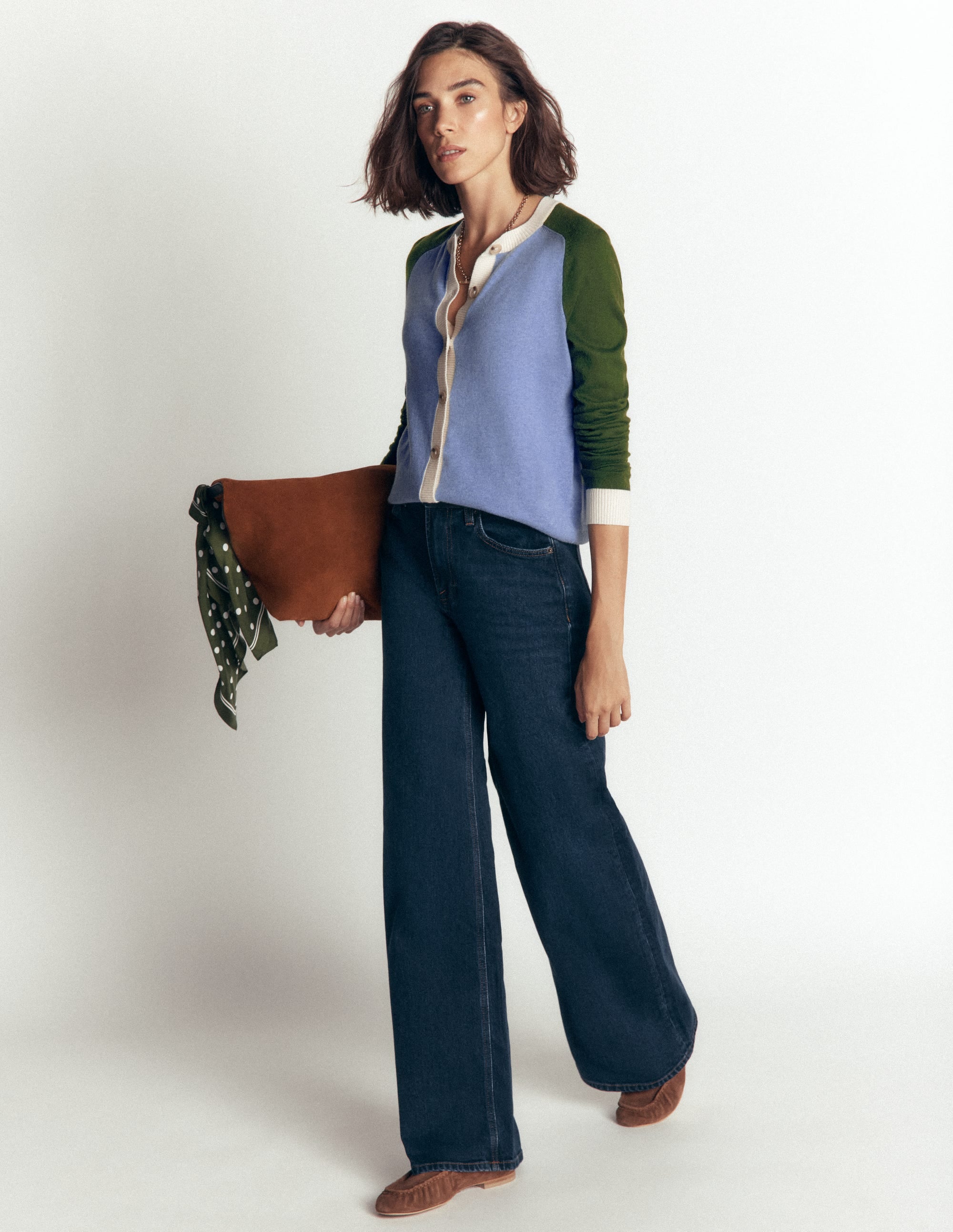 Meg Raglan Sleeve Cardigan-Blue colour block - Image 5
