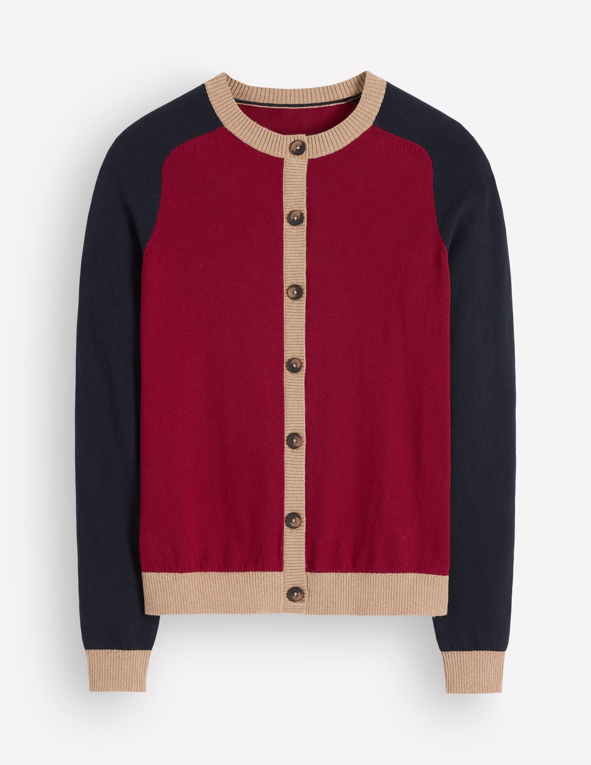 Meg Raglan Sleeve Cardigan - Red colour block | Boden USA