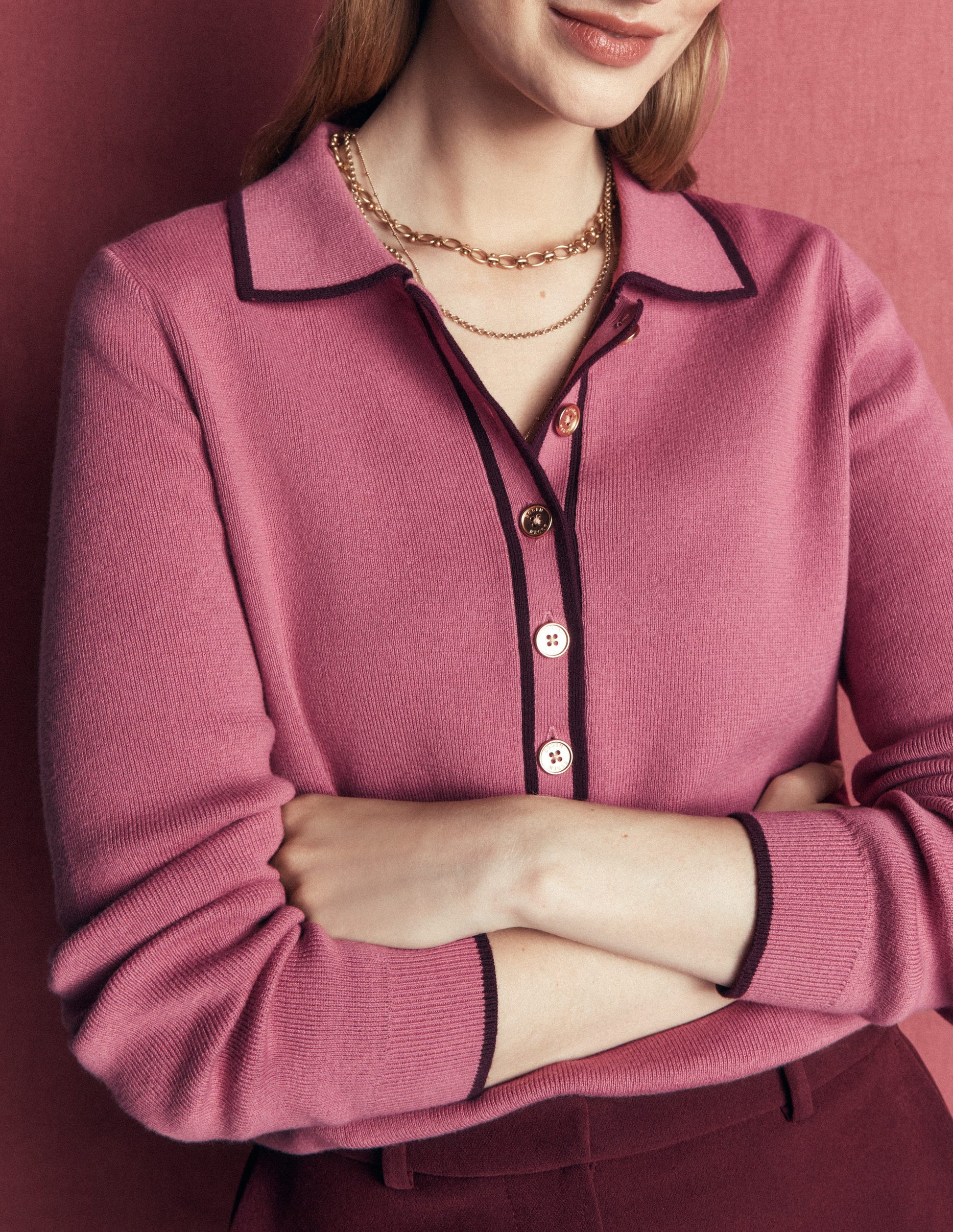 Liz Henley Sweater-Pink Heather-2