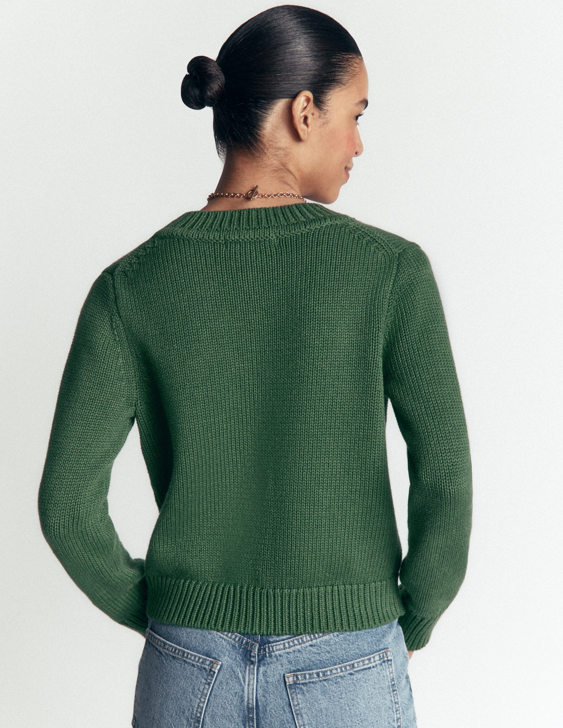 Lucy Chunky Cotton Cardigan-highland green-2