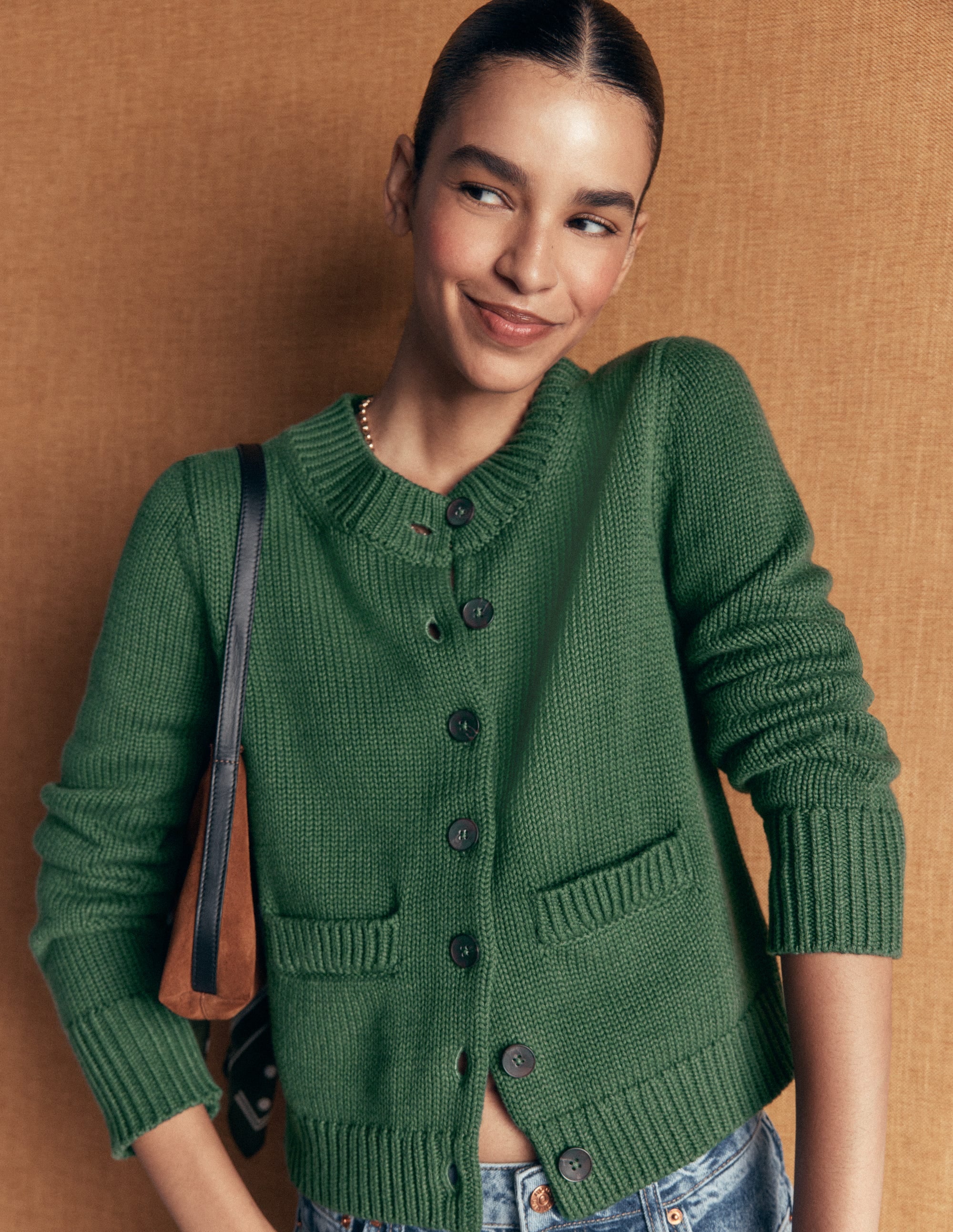 Lucy Chunky Cotton Cardigan-highland green - Image 1