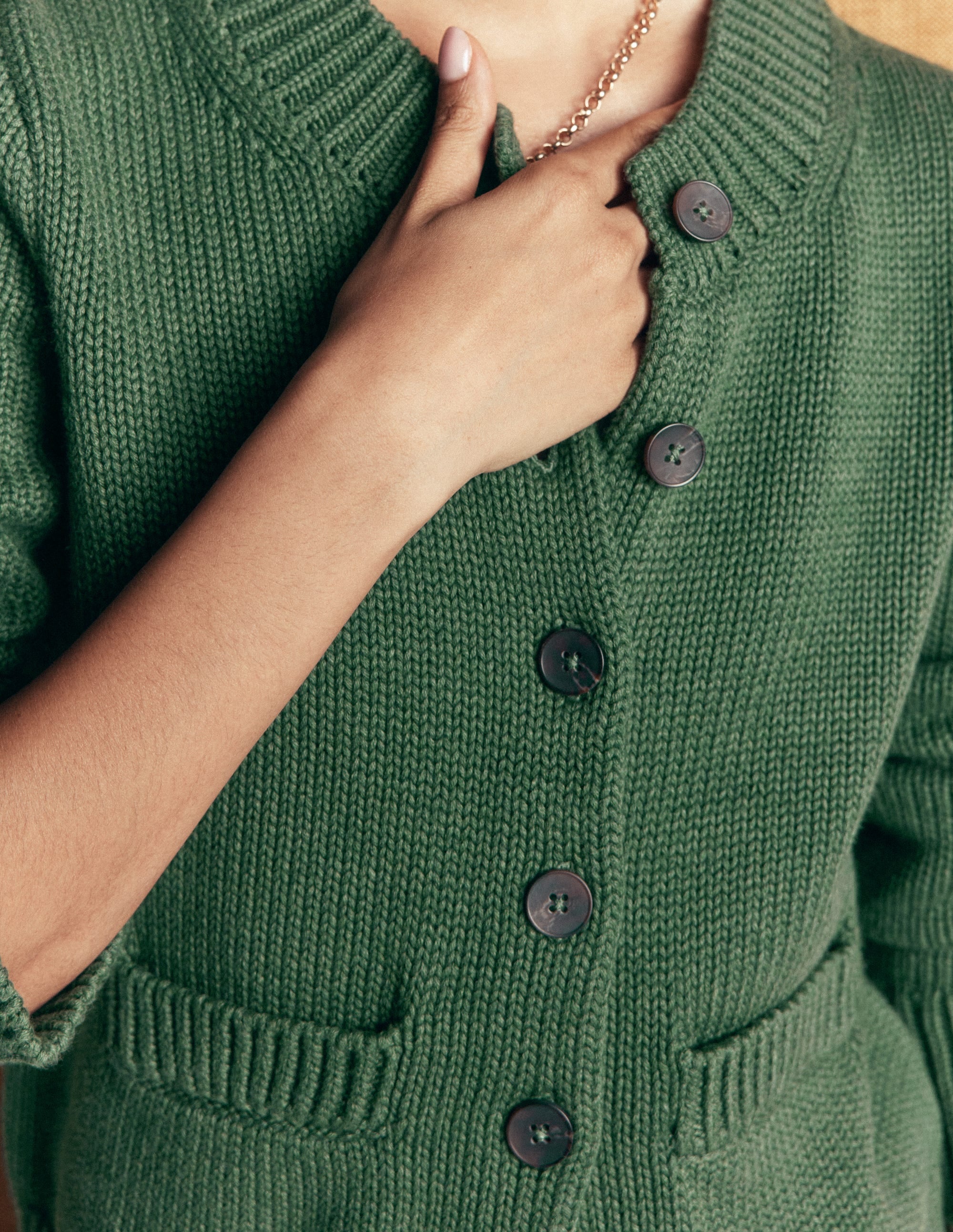 Lucy Chunky Cotton Cardigan-highland green - Image 3