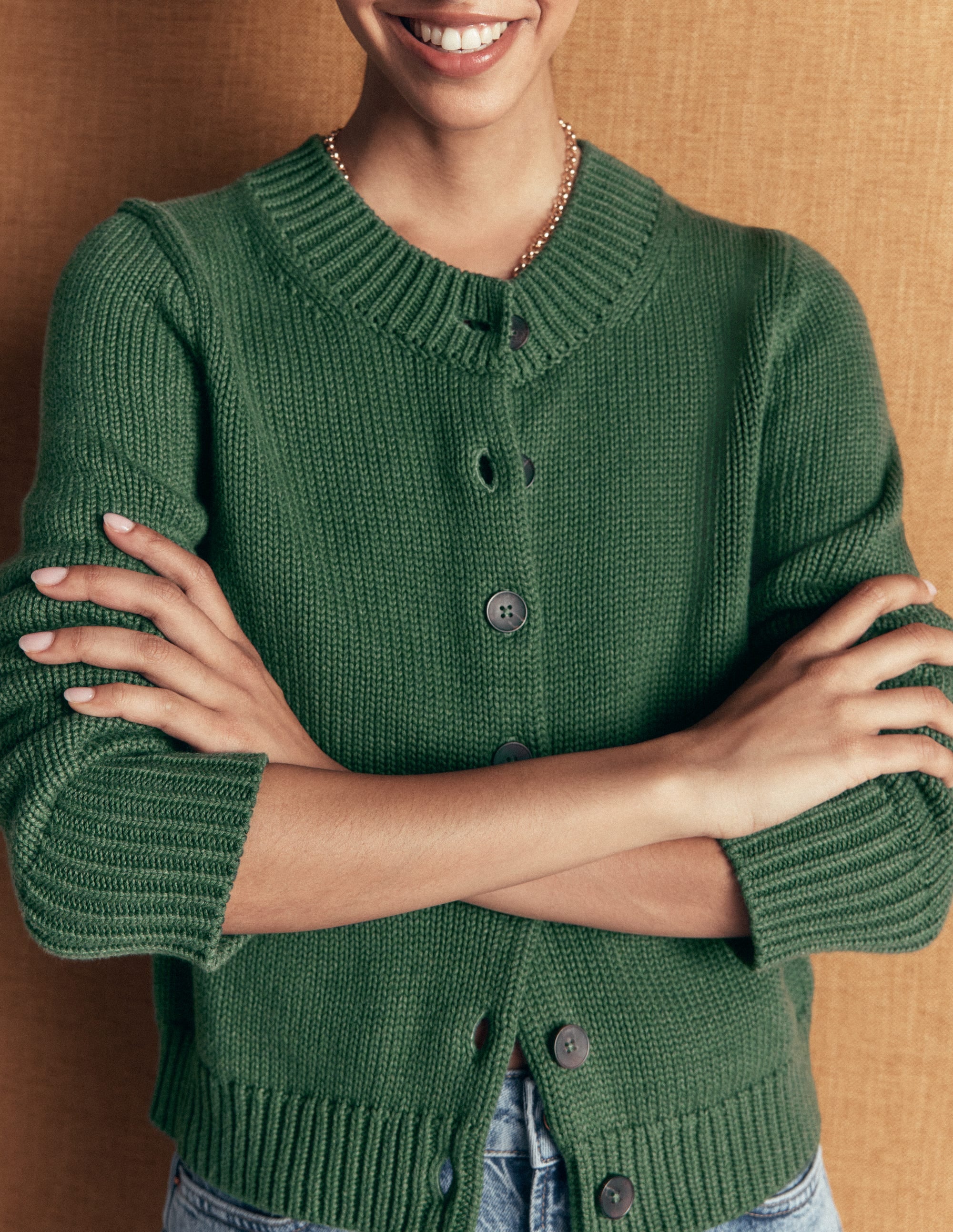 Lucy Chunky Cotton Cardigan-highland green - Image 5