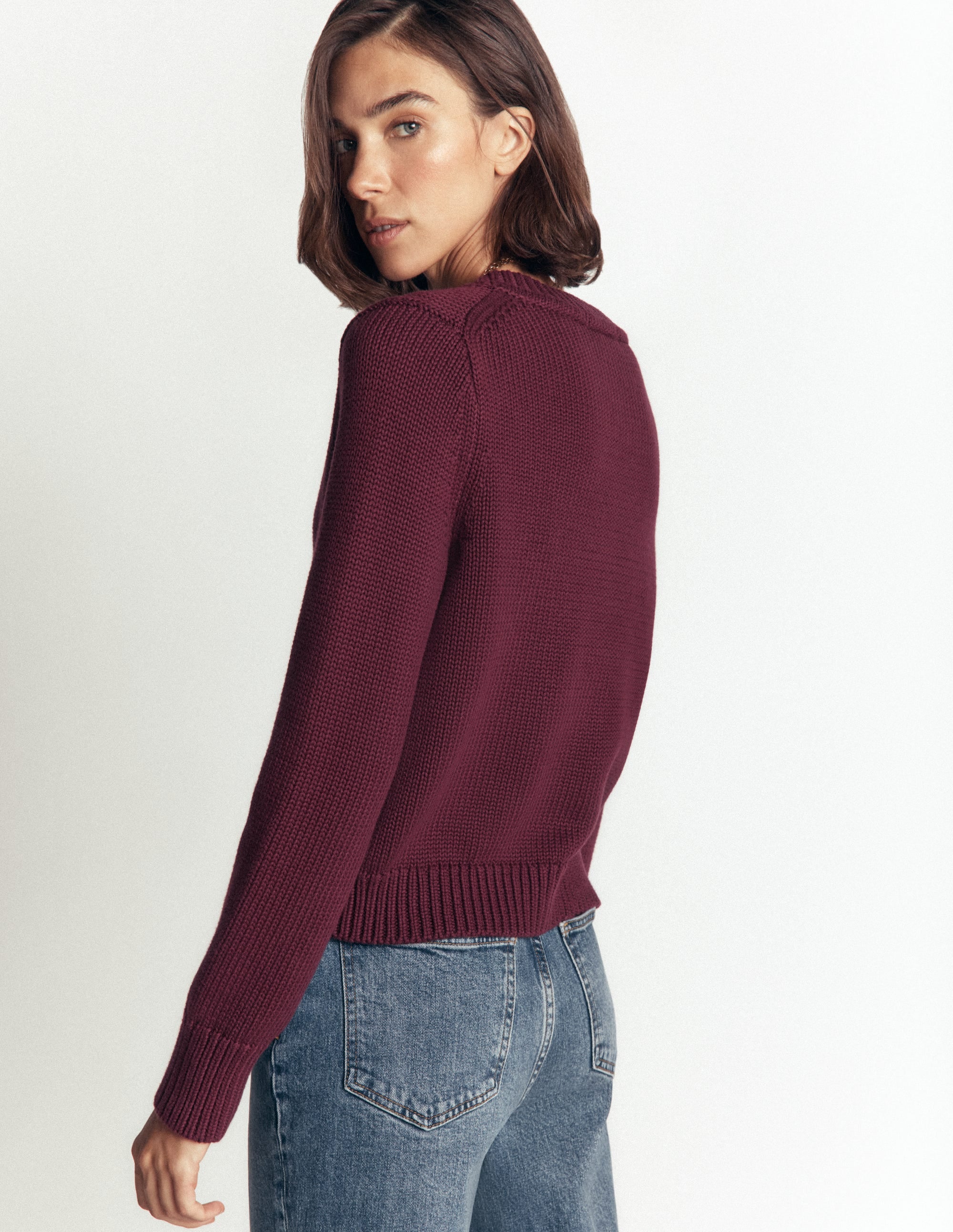 Lucy Chunky Cotton Cardigan-Maroon banner - Image 3