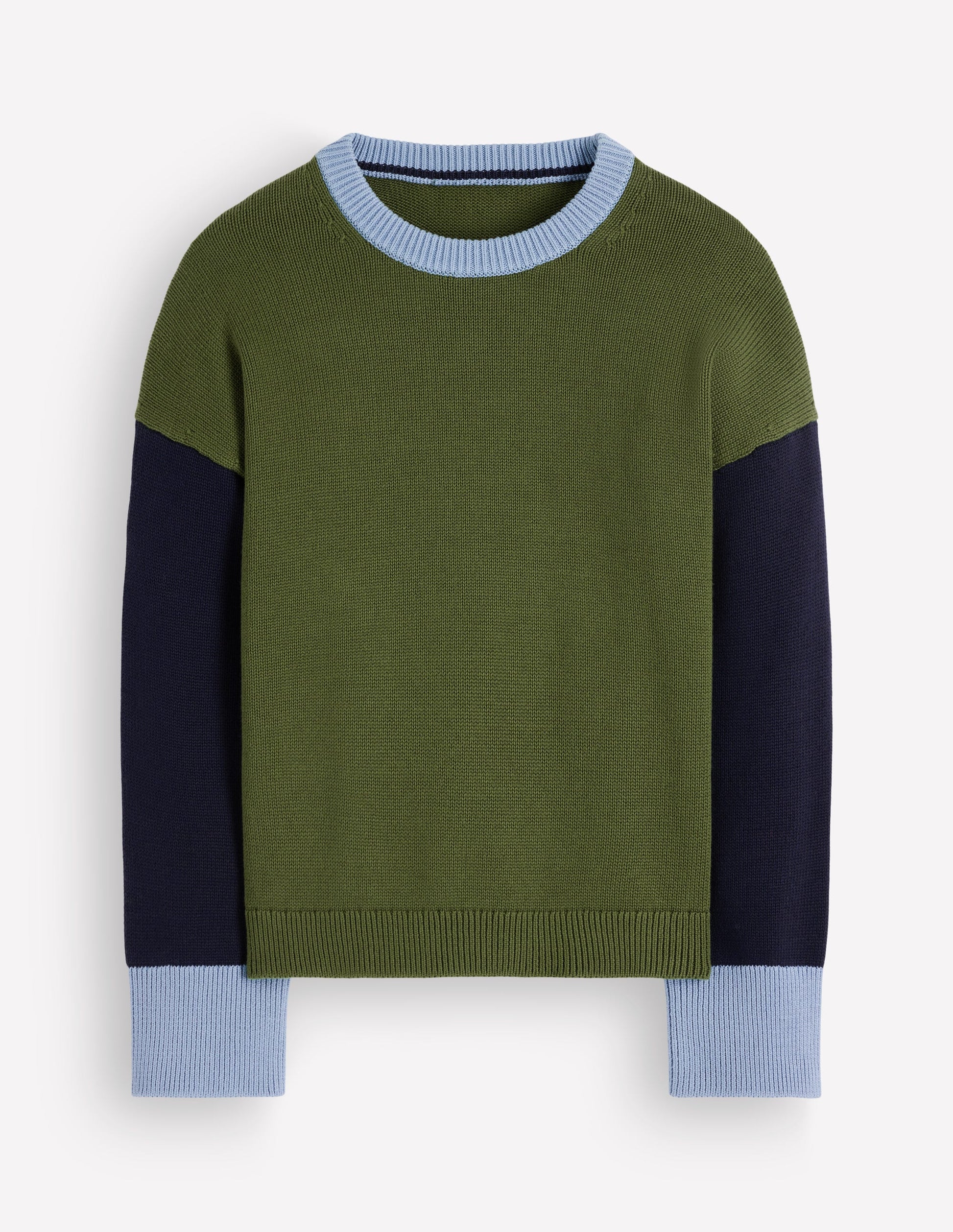 Lucy Relaxed Cotton Sweater-Green colour block-5