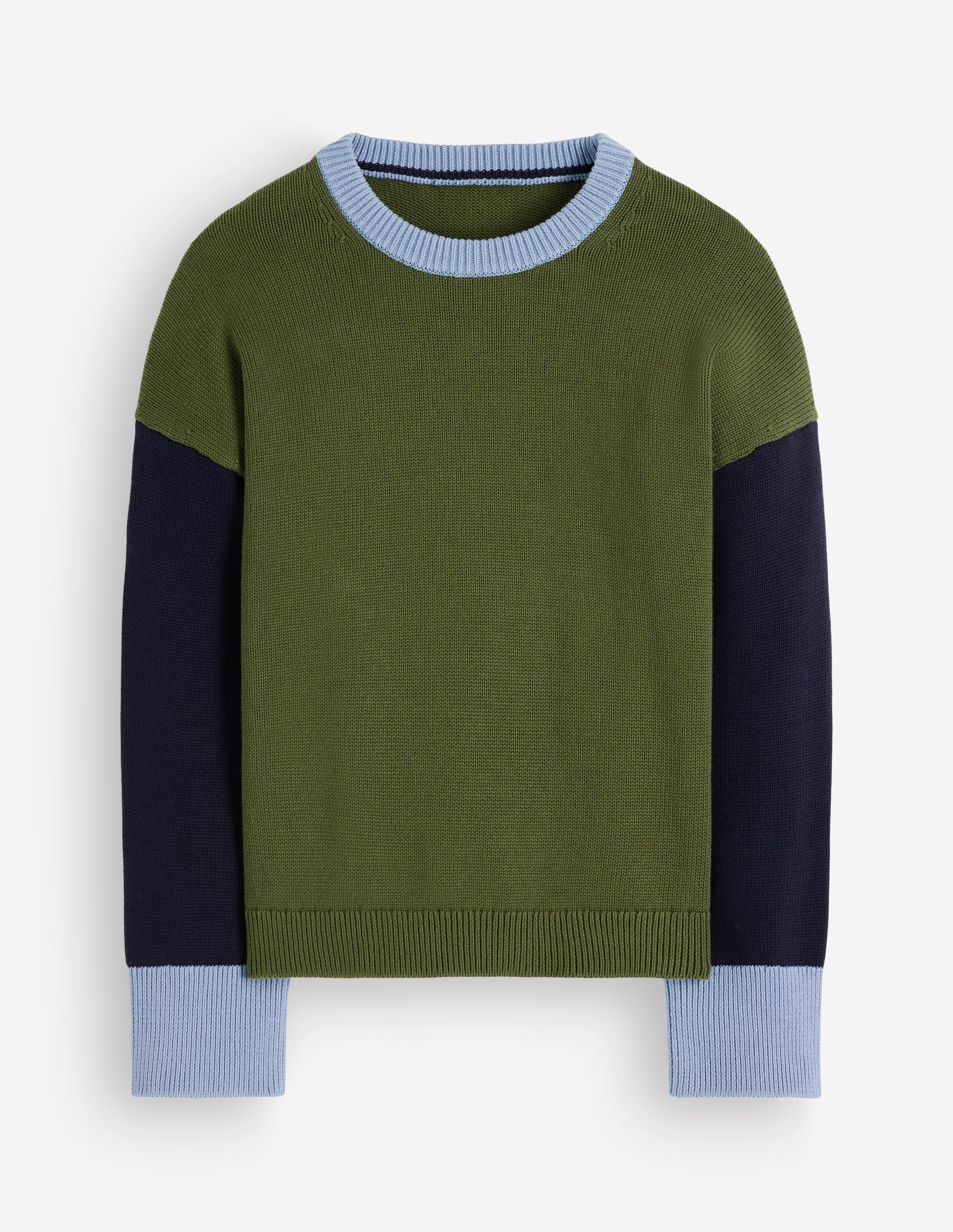 Lucy Relaxed Cotton Sweater-Green colour block - Image 5