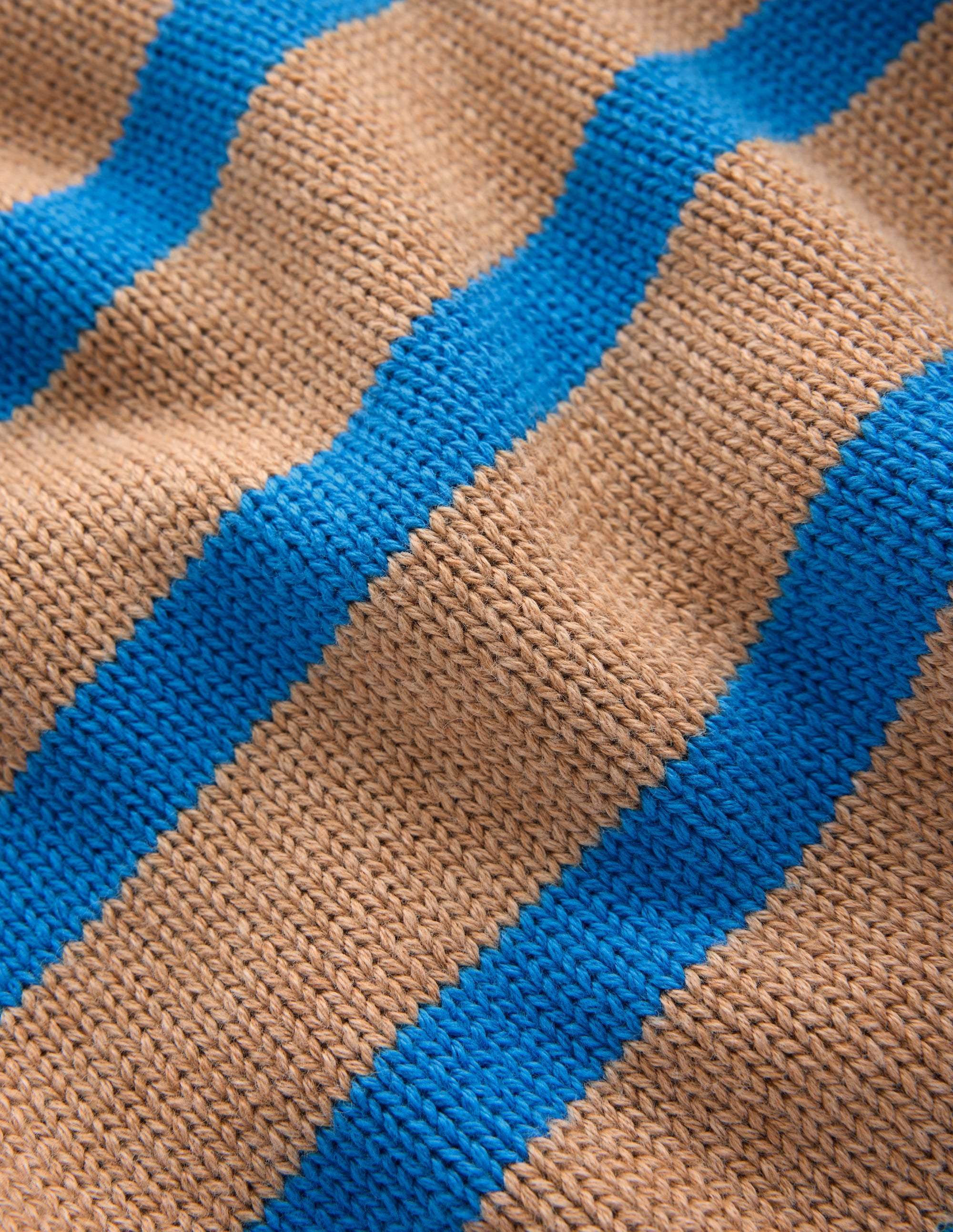 Lucy Relaxed Cotton Sweater-Camel, Blue Stripe - Image 7