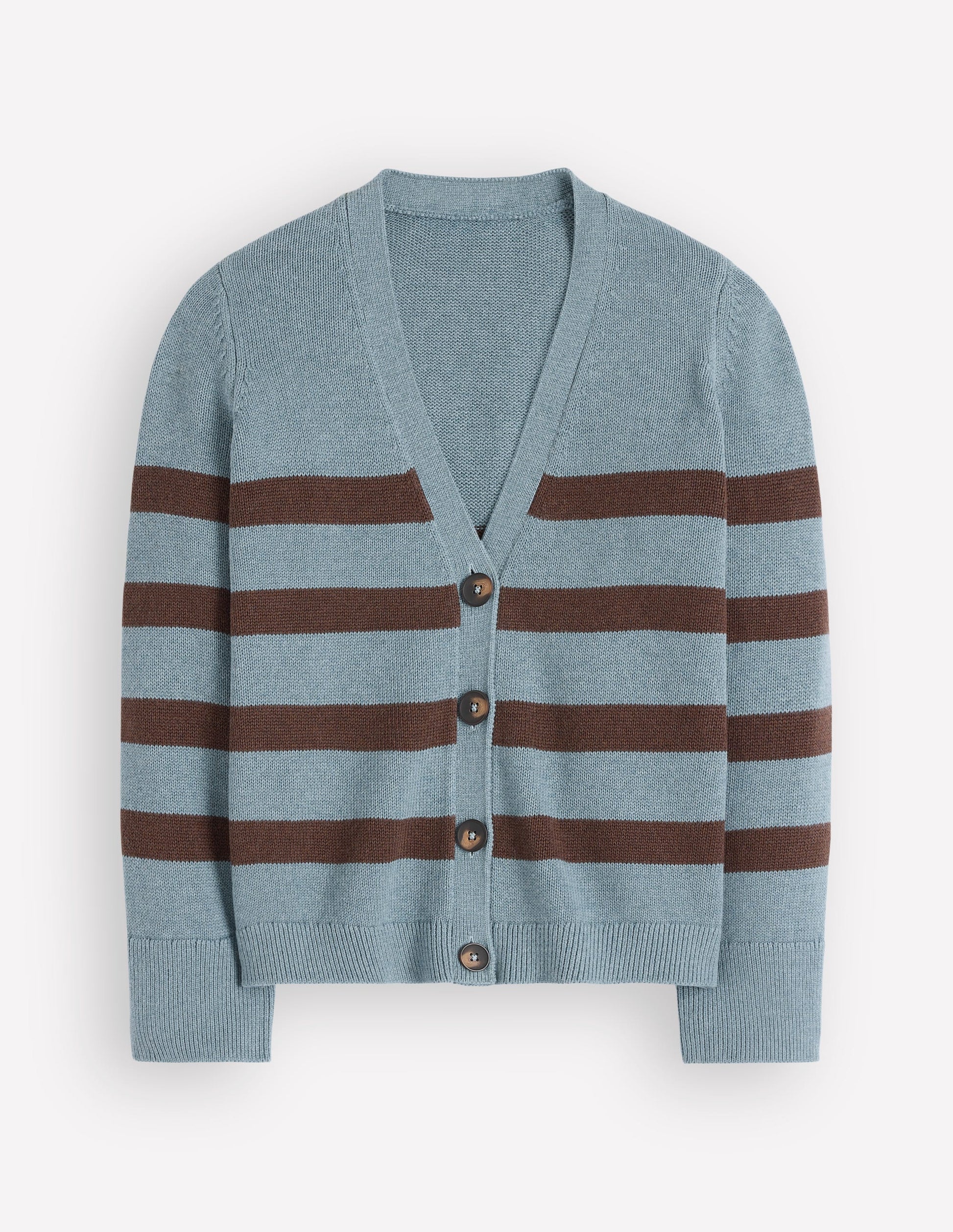 Lucy Relaxed Cotton Cardigan-Pavilion Blue, Brown Stripe-7
