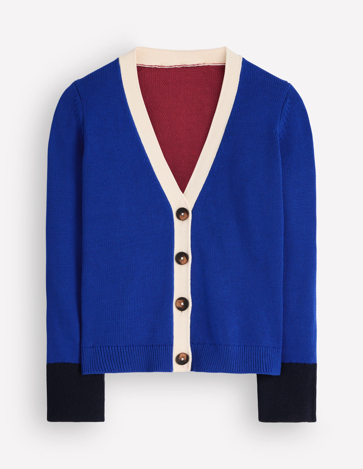 Lucy Relaxed Cotton Cardigan-Bright Blue, Colour Block-8