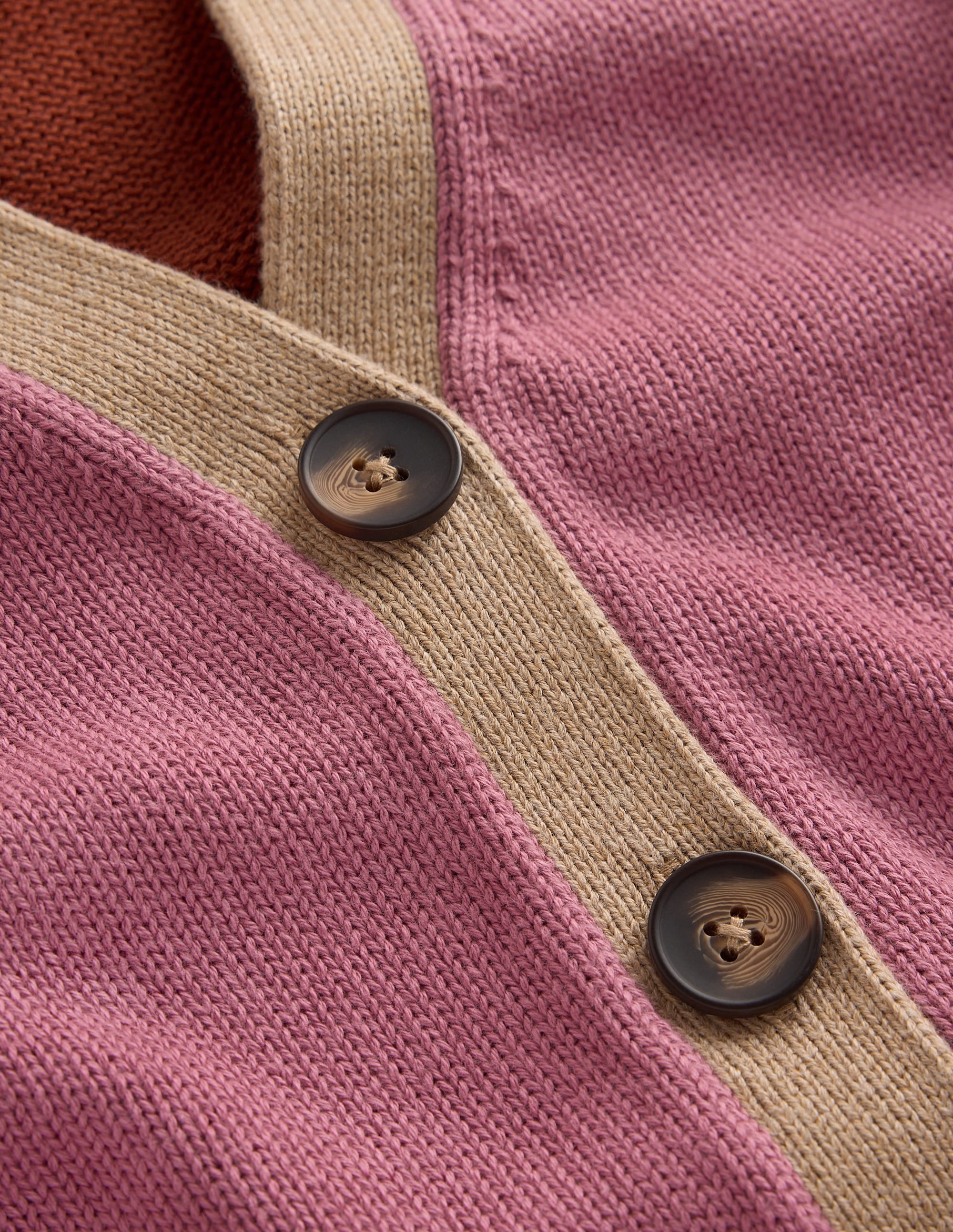 Lucy Relaxed Cotton Cardigan-Pink Heather Colour Block - Image 5