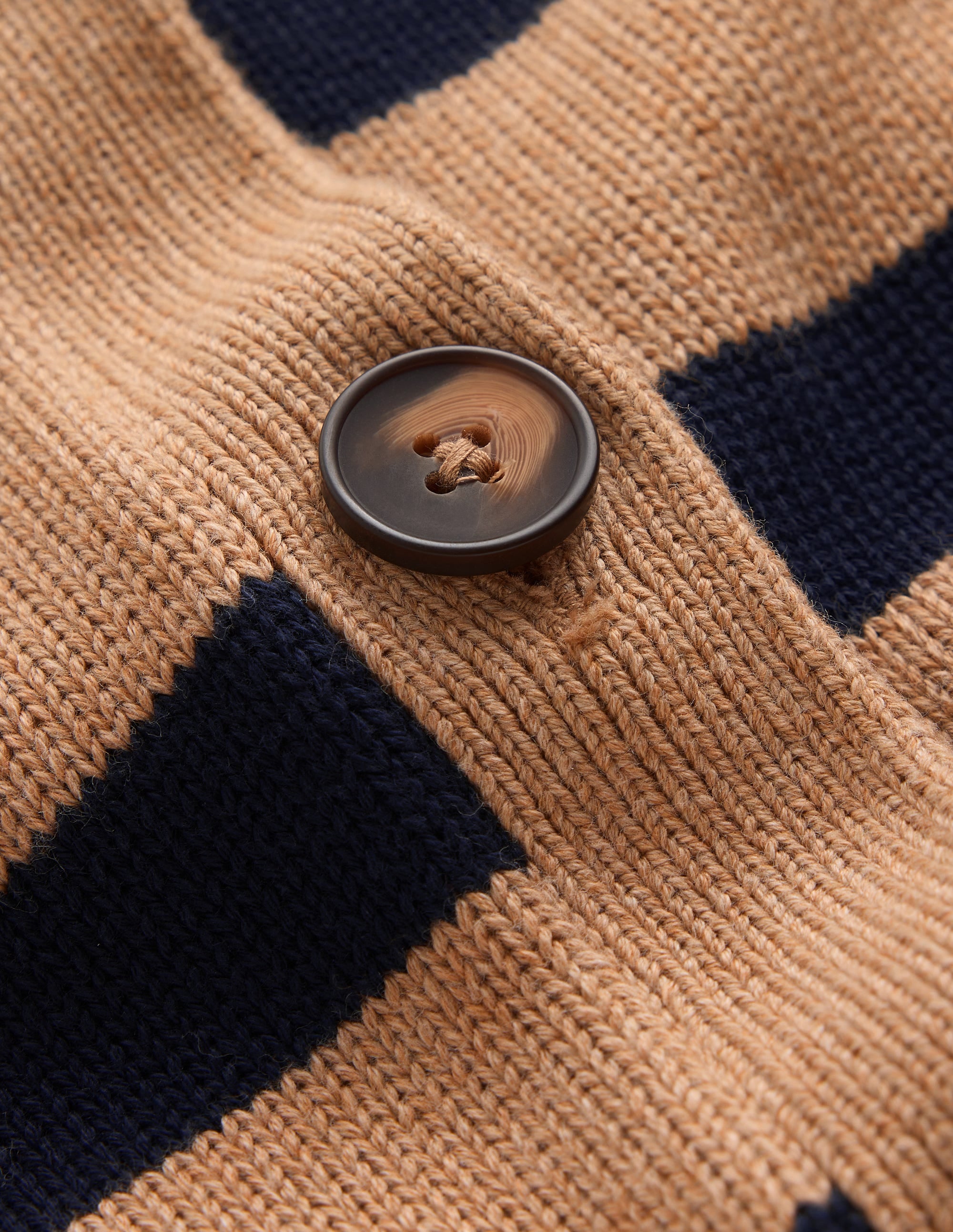 Lucy Relaxed Cotton Cardigan-Camel Melange, Stripe - Image 6