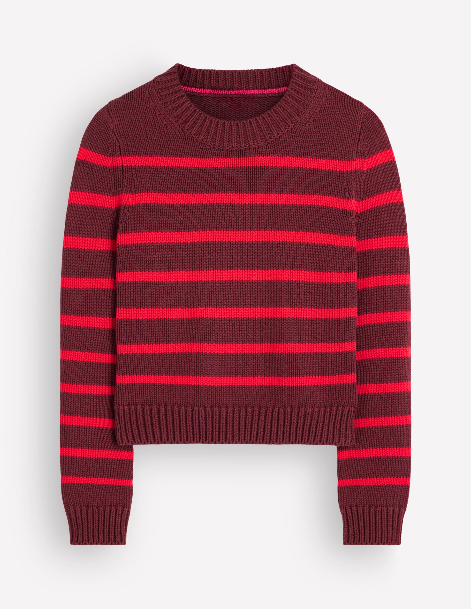 Lucy Chunky Cotton Sweater-Chestnut, Poppy Red-7