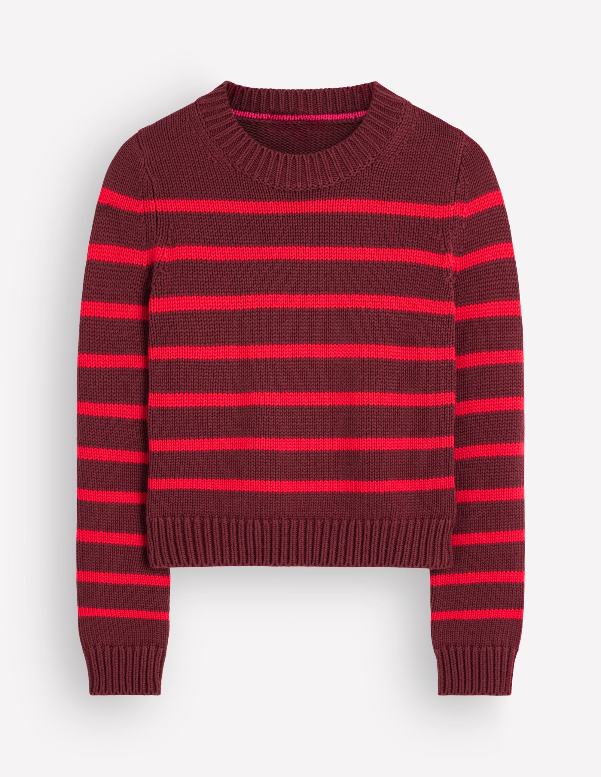 Lucy Chunky Cotton Sweater-Chestnut, Poppy Red - Image 7
